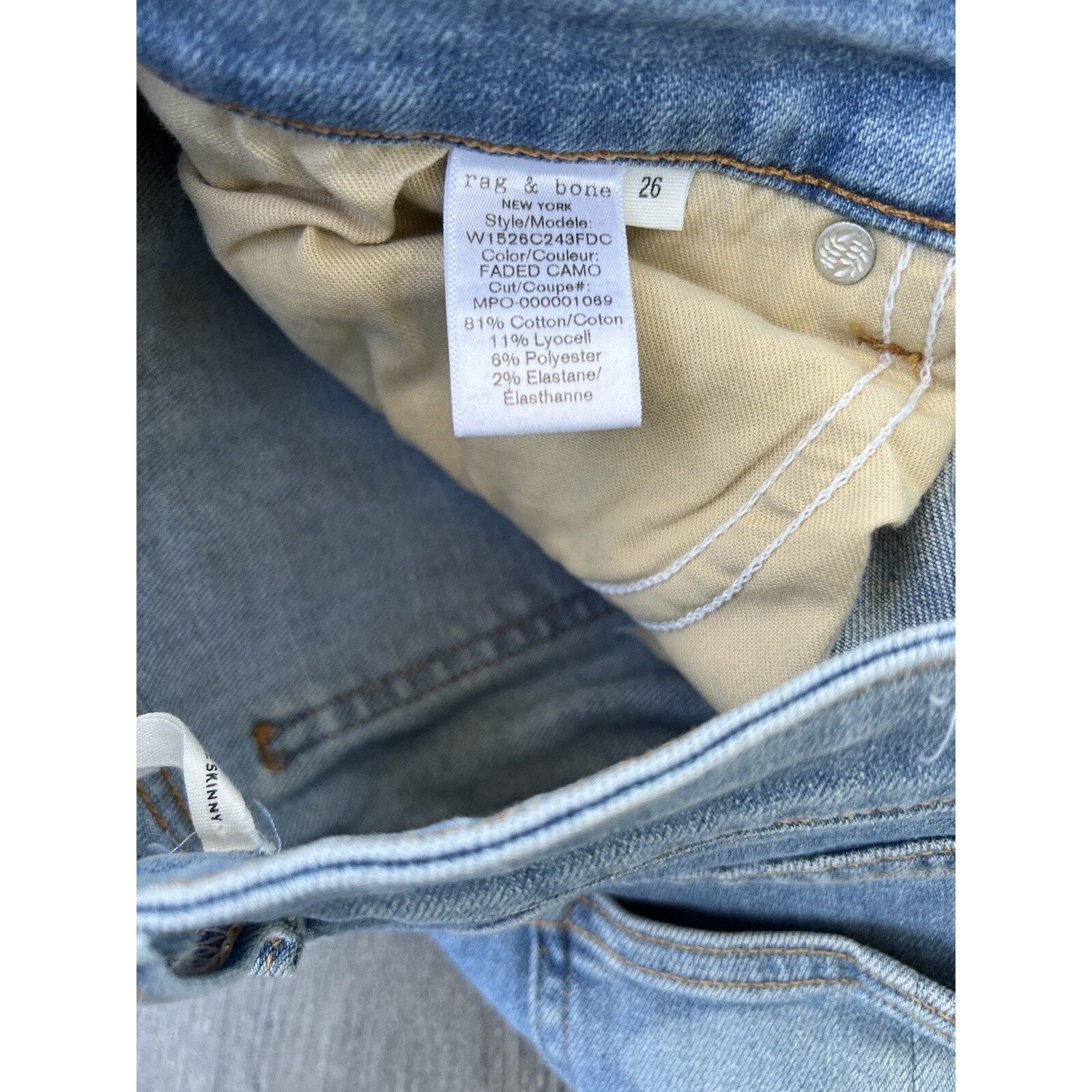 Rag & Bone Rag & Bone Cate Faded Camo Ankle Skiny Jeans size 26 A000323 Size 26" / US 2 / IT 38 - 5 Thumbnail