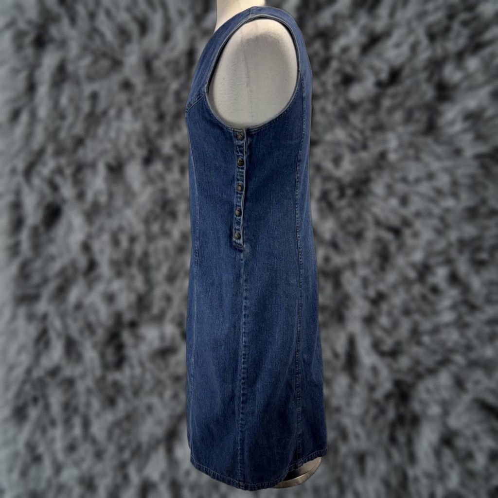Vintage VINTAGE Bryn Connelly Denim Maxi Jumper Dress Teacher 6P Blue 1990s Petite Casual Size M / US 6-8 / IT 42-44 - 1 Thumbnail