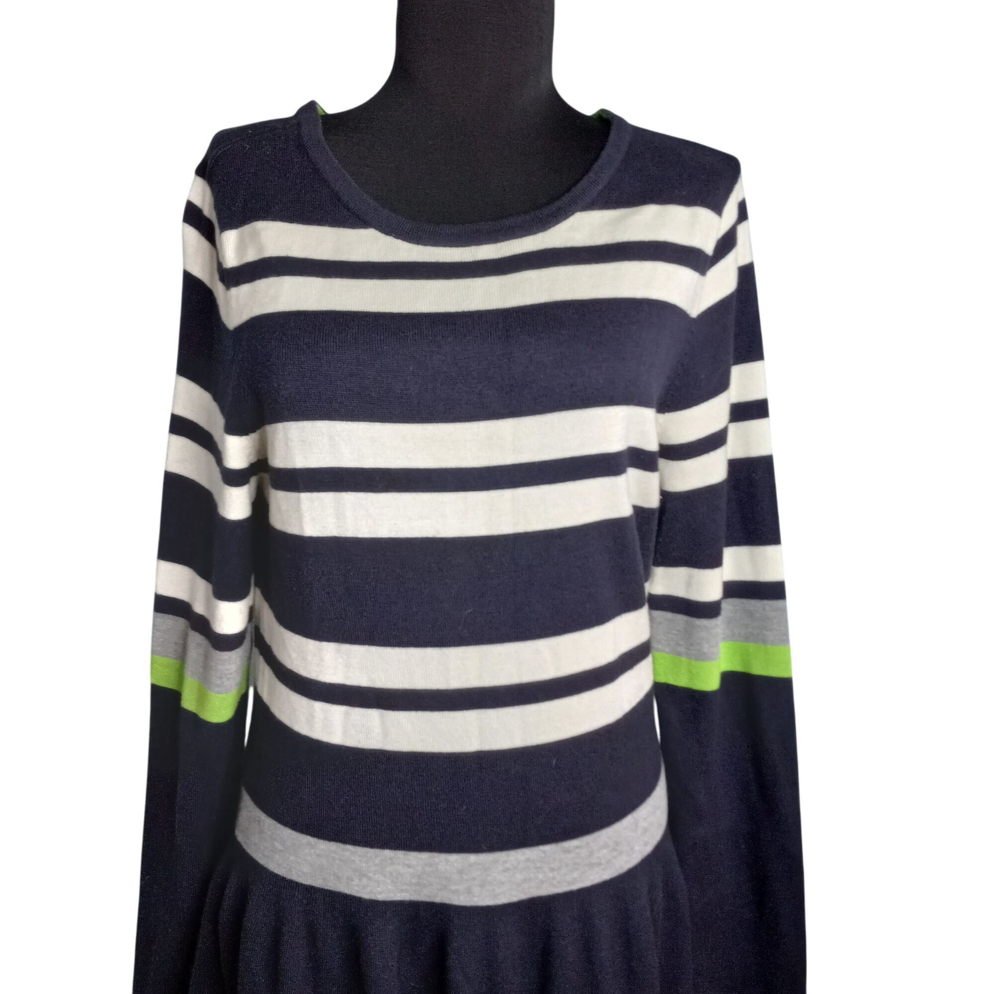 Vince Camuto Vince Camuto Size L Dress Womens Knit Sweater Striped Navy G Size L / US 10 / IT 46 - 2 Thumbnail