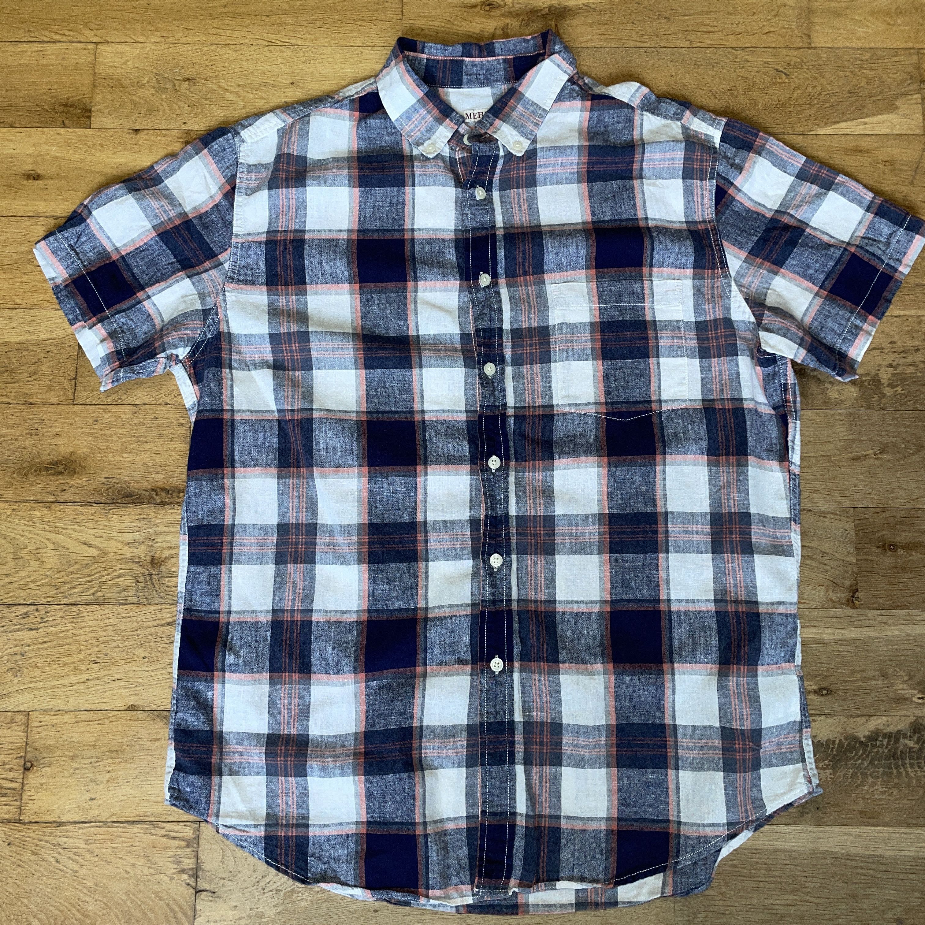 Ann Summers × Merona Merona Men's Fashionable Shirt Summer 55% Linen Check Size L Size US L / EU 52-54 / 3 - 1 Thumbnail