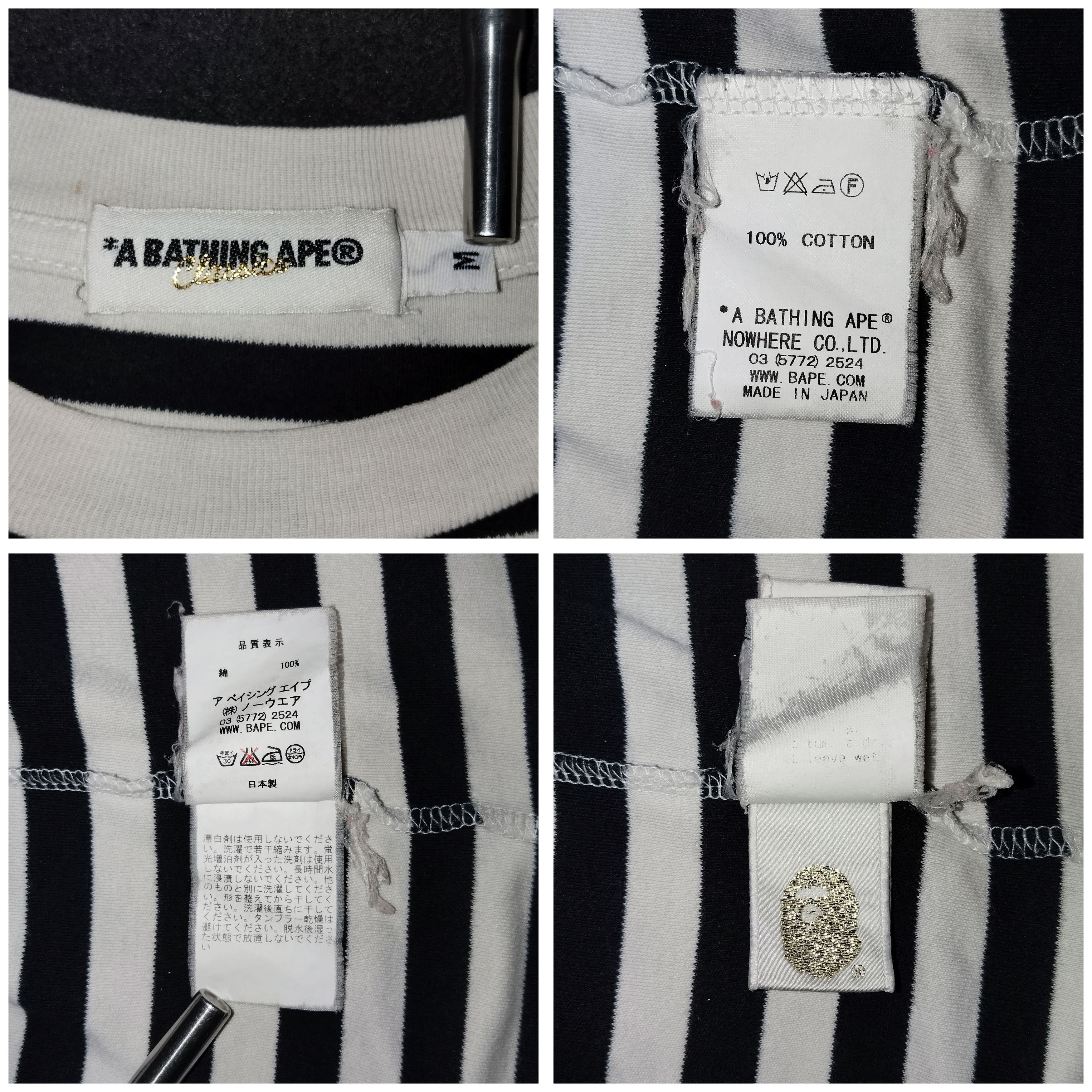 Bape 2008 Bape Stripe Long Sleeve Distressed Tee Size US M / EU 48-50 / 2 - 7 Thumbnail