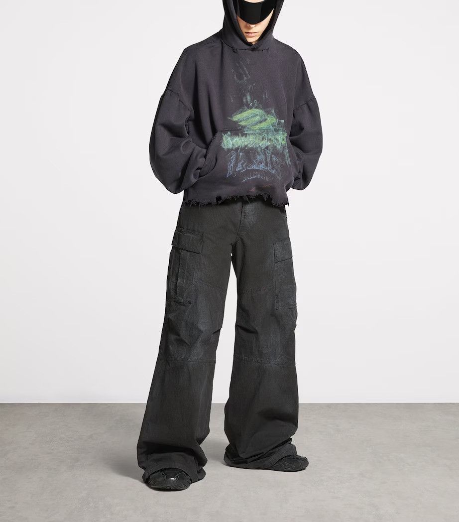 Balenciaga o1w1db10526 555 / DIY Imprint Cropped Hoodie in Black Size L / US 10 / IT 46 - 3 Thumbnail
