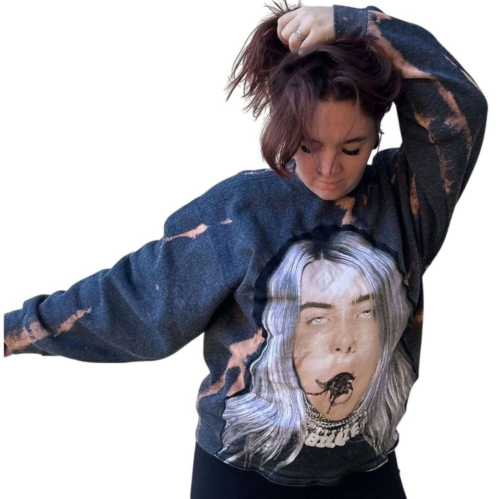 Other Billie Eilish Upcycled Bleach Dyed Crewneck Sweatshirt OOAK Size US L / EU 52-54 / 3 - 8 Thumbnail