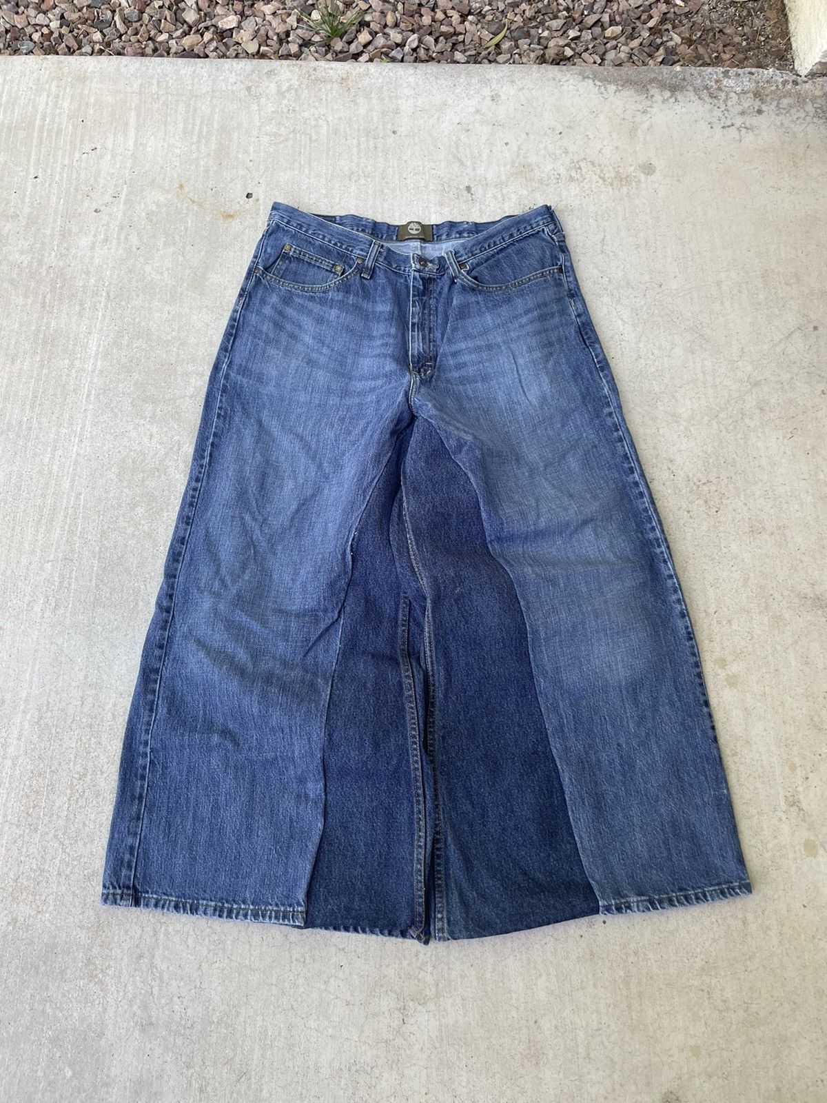 image of Jnco x Vintage Y2K Baggy Wide Leg Reworked Jeans in Blue, Men's (Size 34)