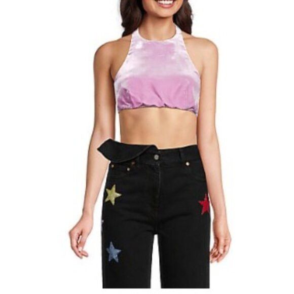 Valentino Valentino Velvet Halter Crop Top In Water Lilac Size L / US 10 / IT 46 - 1 Thumbnail