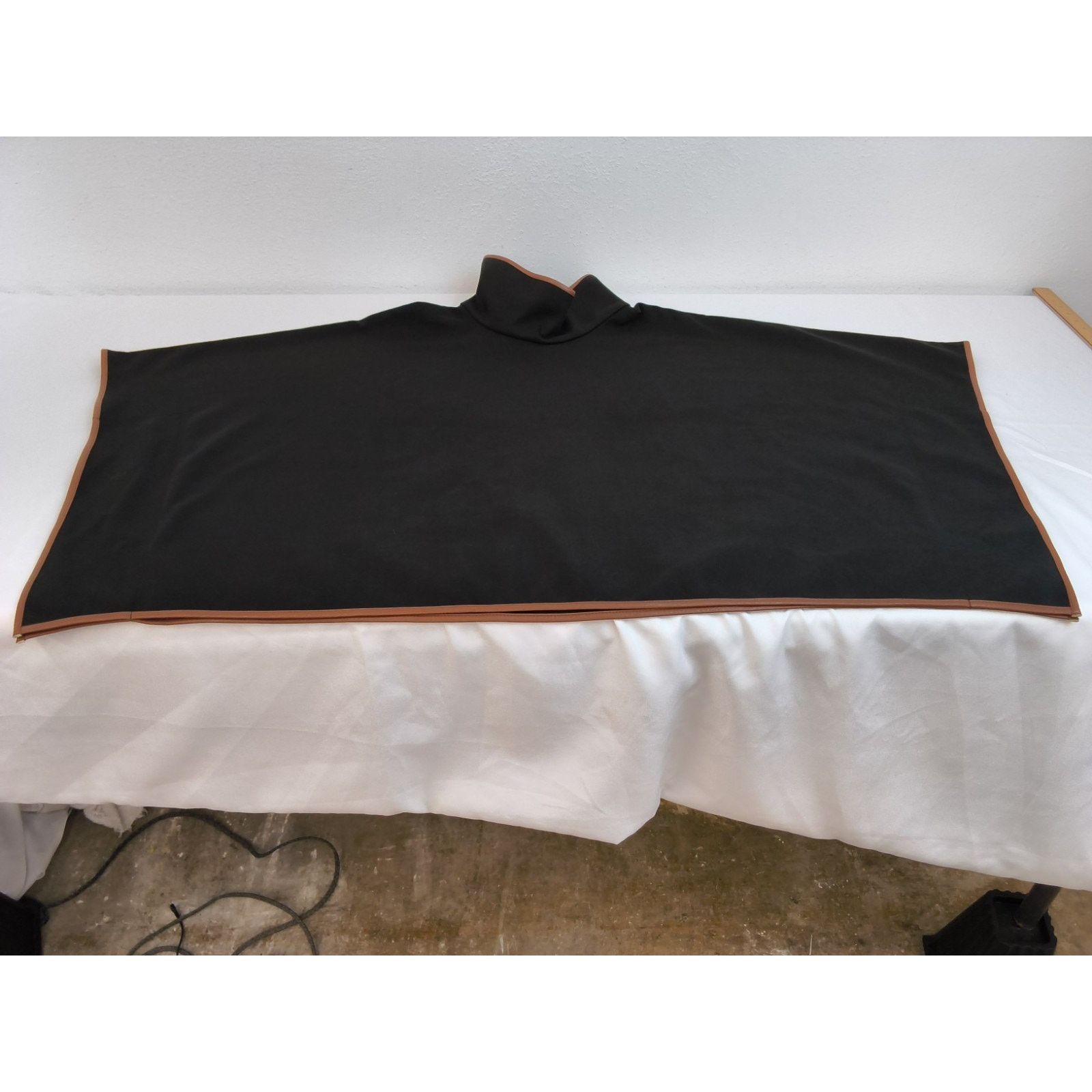 Other Tuckernuck Piper Poncho O/S Black Funnel Neck Leather Trim Size ONE SIZE - 4 Thumbnail