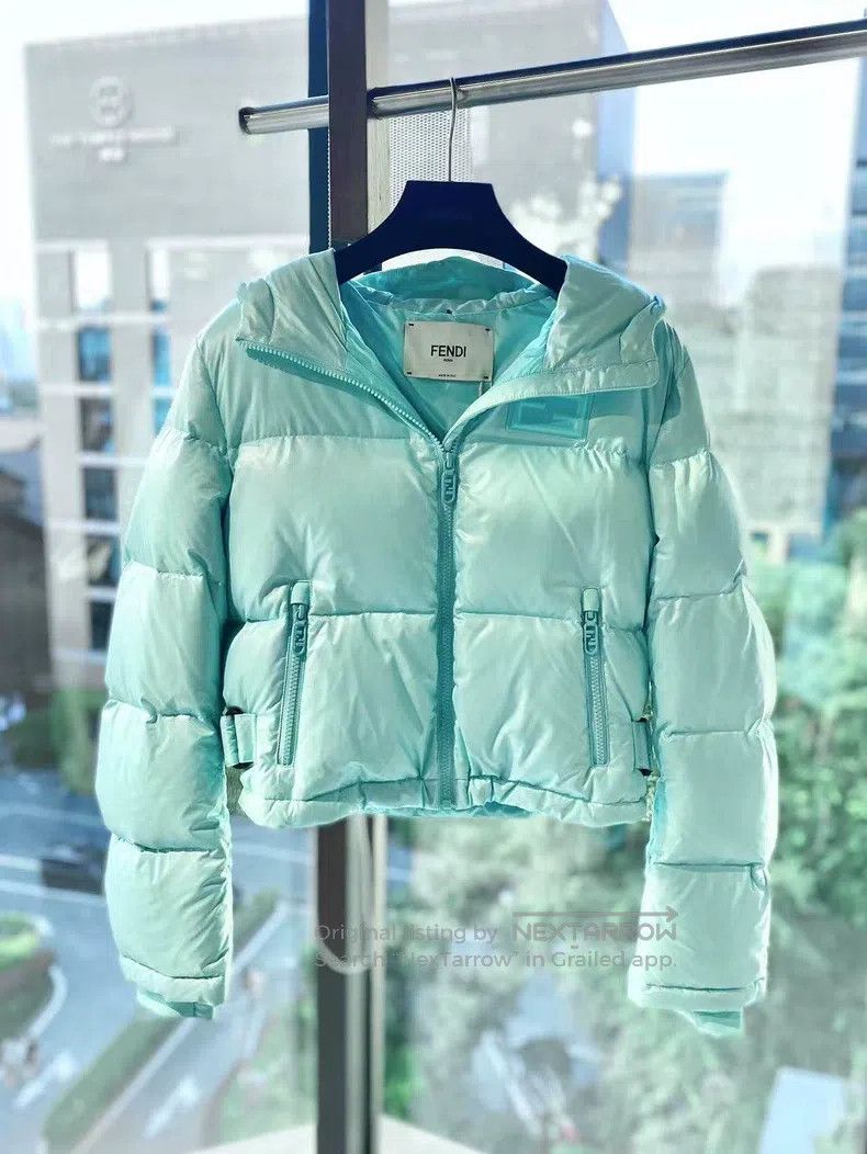 Fendi Fendi Nylon ice blue short hooded down coat Size S / US 4 / IT 40 - 1 Thumbnail