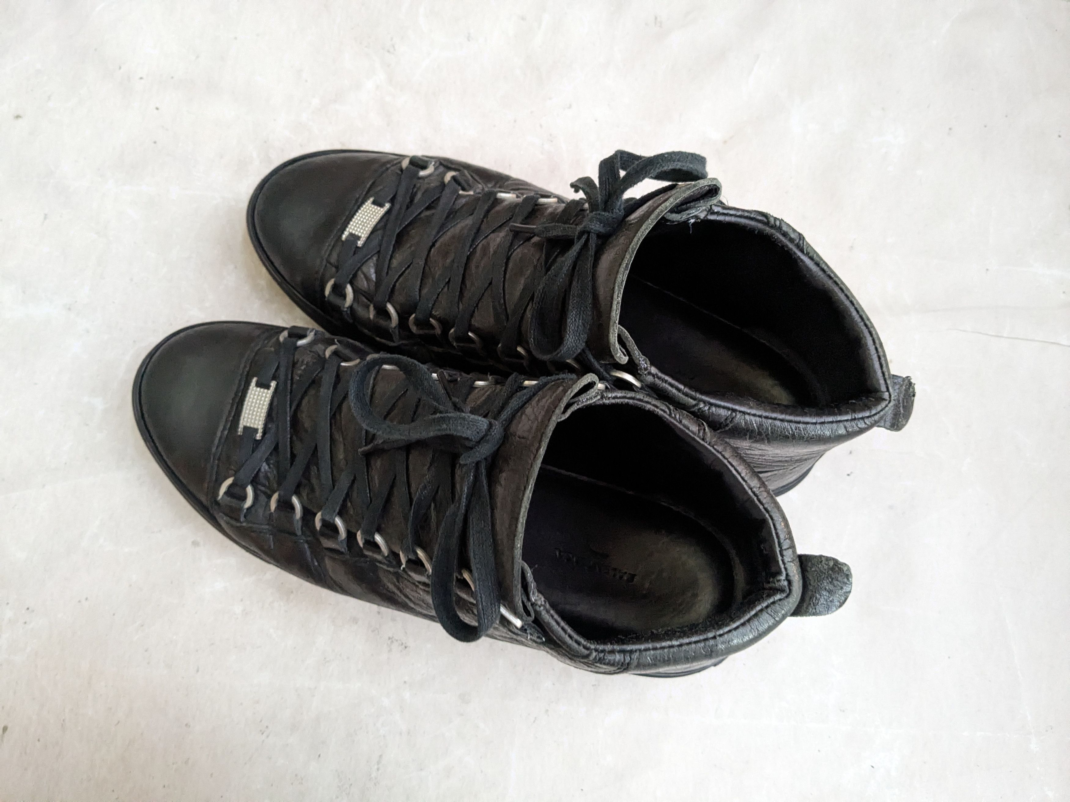Balenciaga Balenciaga Arena Black 9 Leather High Tops Sneakers Size US 9 / EU 42 - 10 Thumbnail
