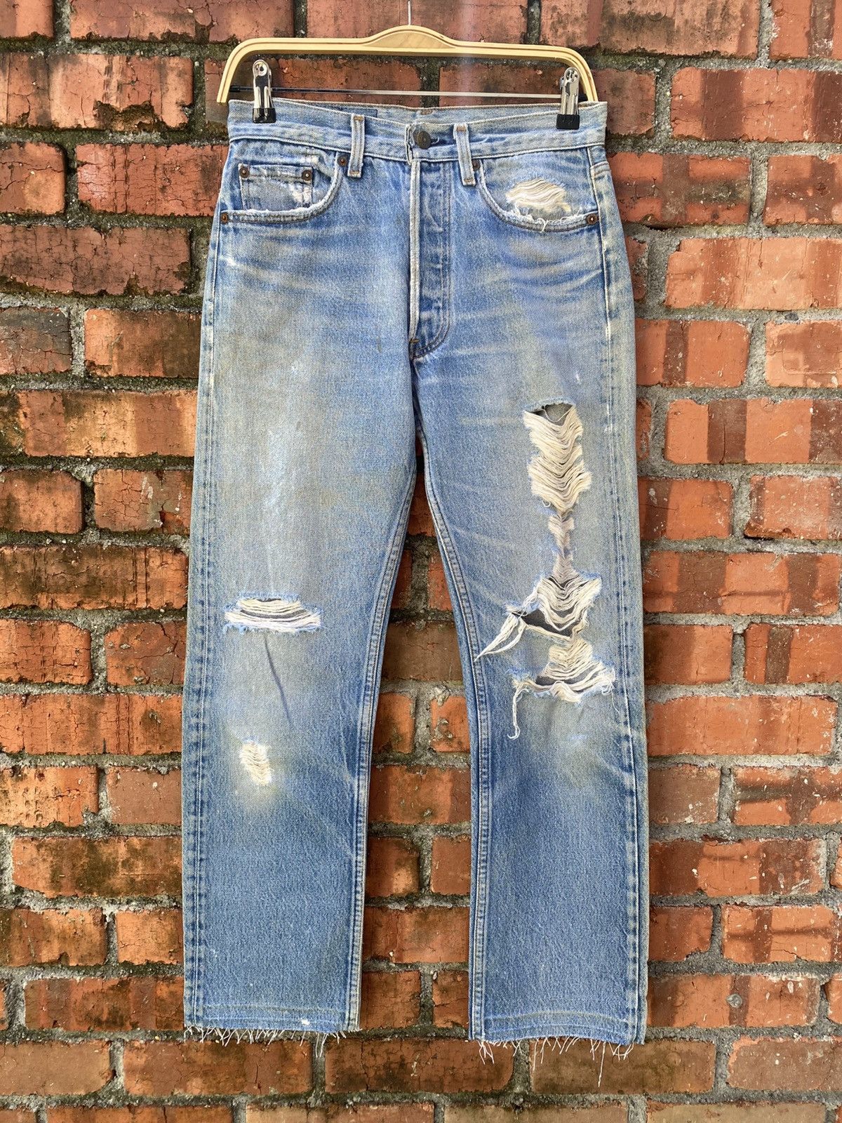Levi's × Levi's Vintage Clothing × Vintage W29x29 Vintage levi's 501 distressed made in USA cut off Size US 29 - 1 Thumbnail