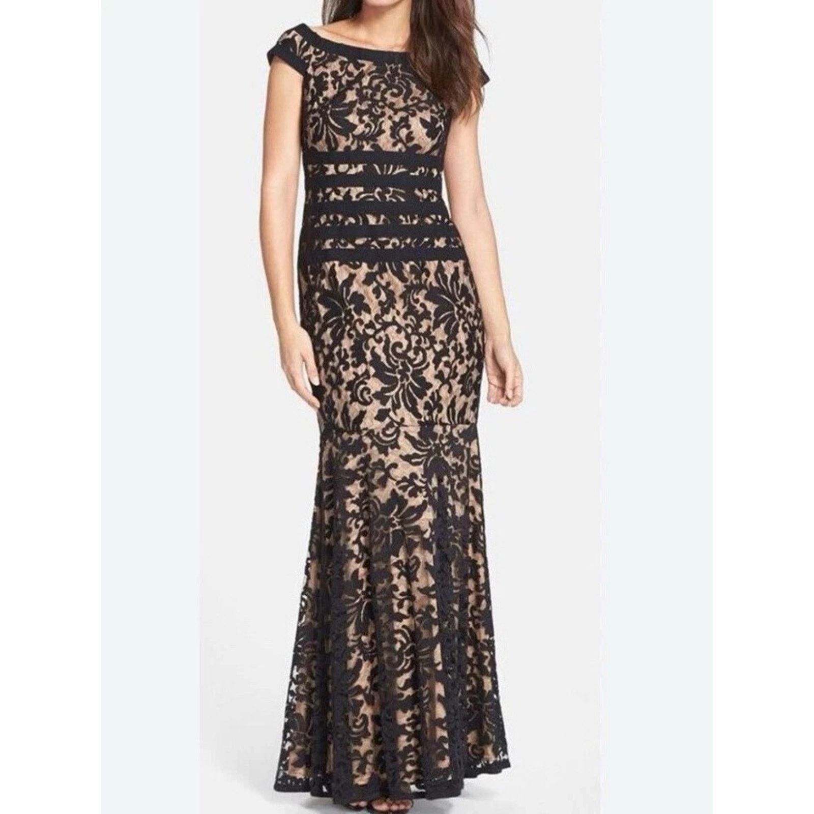 Tadashi Shoji Tadashi Shoji Womens Designer Black Lace Evening Gown US 16 Size XXL / US 16-18 / IT 52-54 - 2 Thumbnail