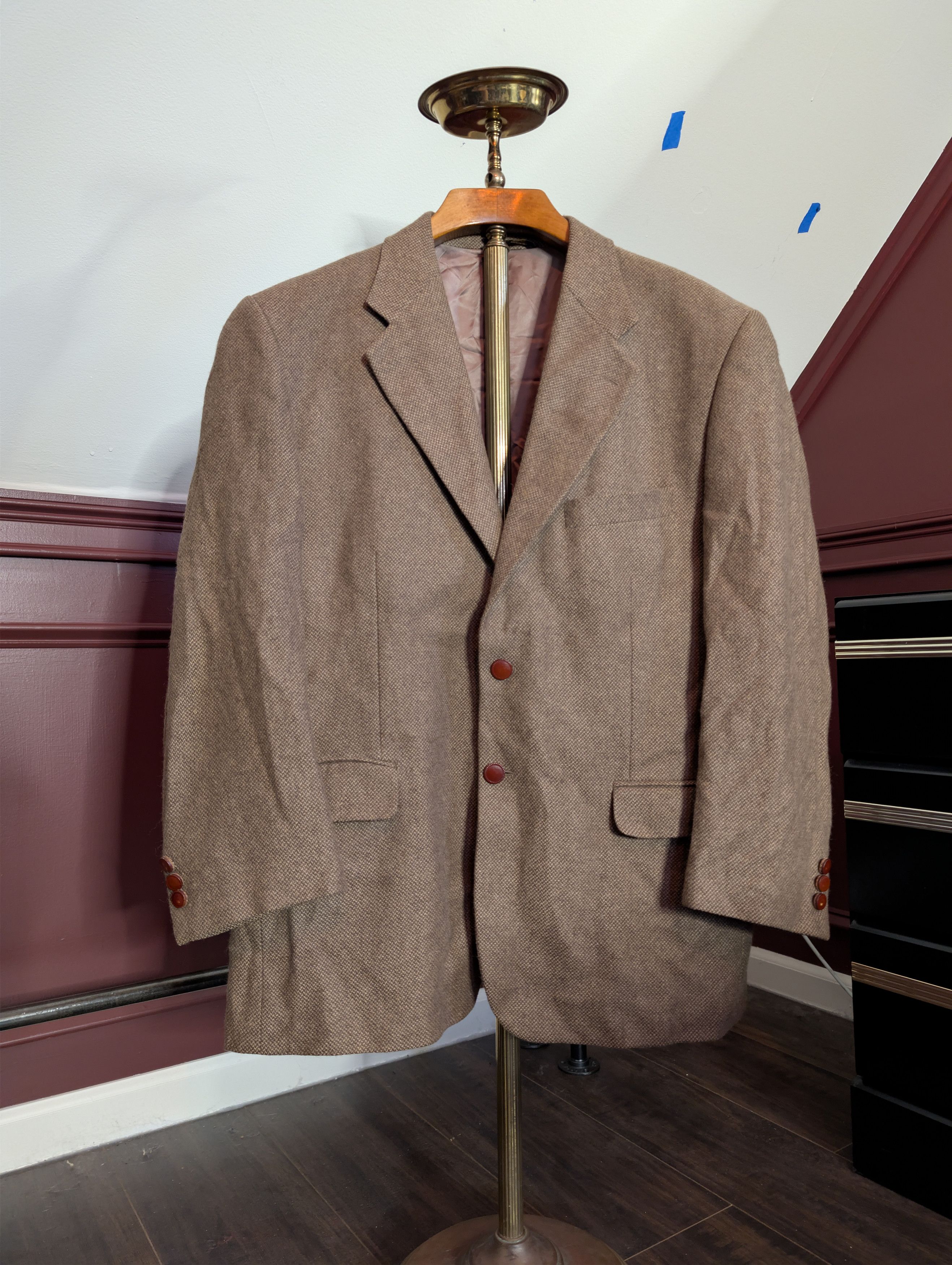Other LOUIS DELL'OLIO knit camel hair leather button jacket Italy Size 44S - 1 Thumbnail