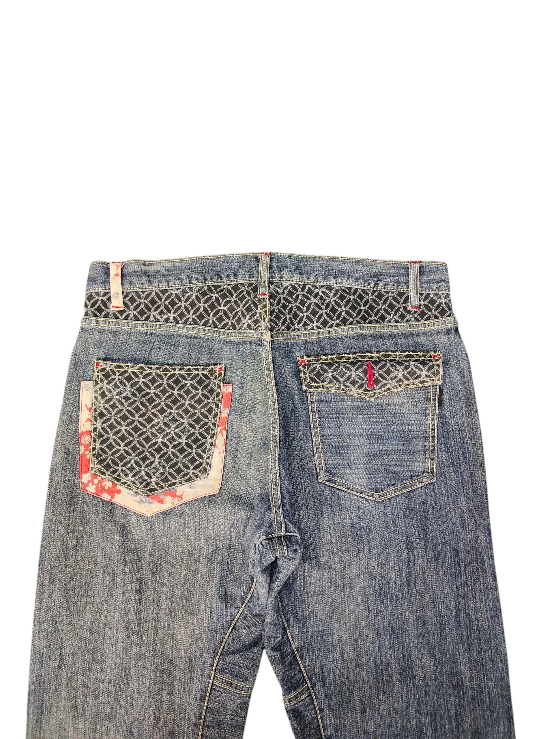 Karakuri Tamashii Vintage Wild Khakis Crossed Circle Japanese Distress Jeans Size US 34 / EU 50 - 2 Thumbnail