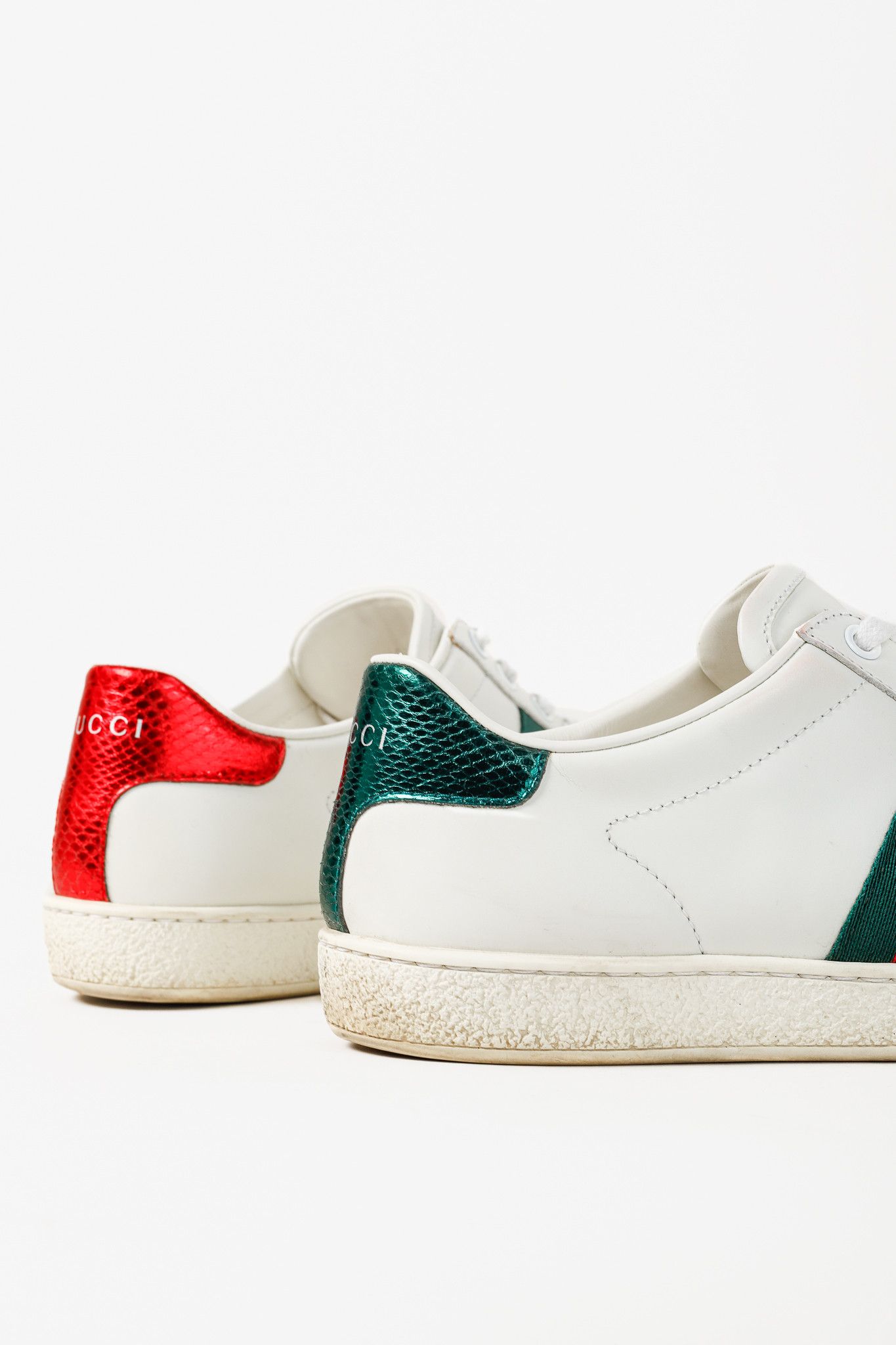 Gucci Gucci Ace Bee Womens White Leather Sneaker Size US 7 / IT 37 - 10 Thumbnail