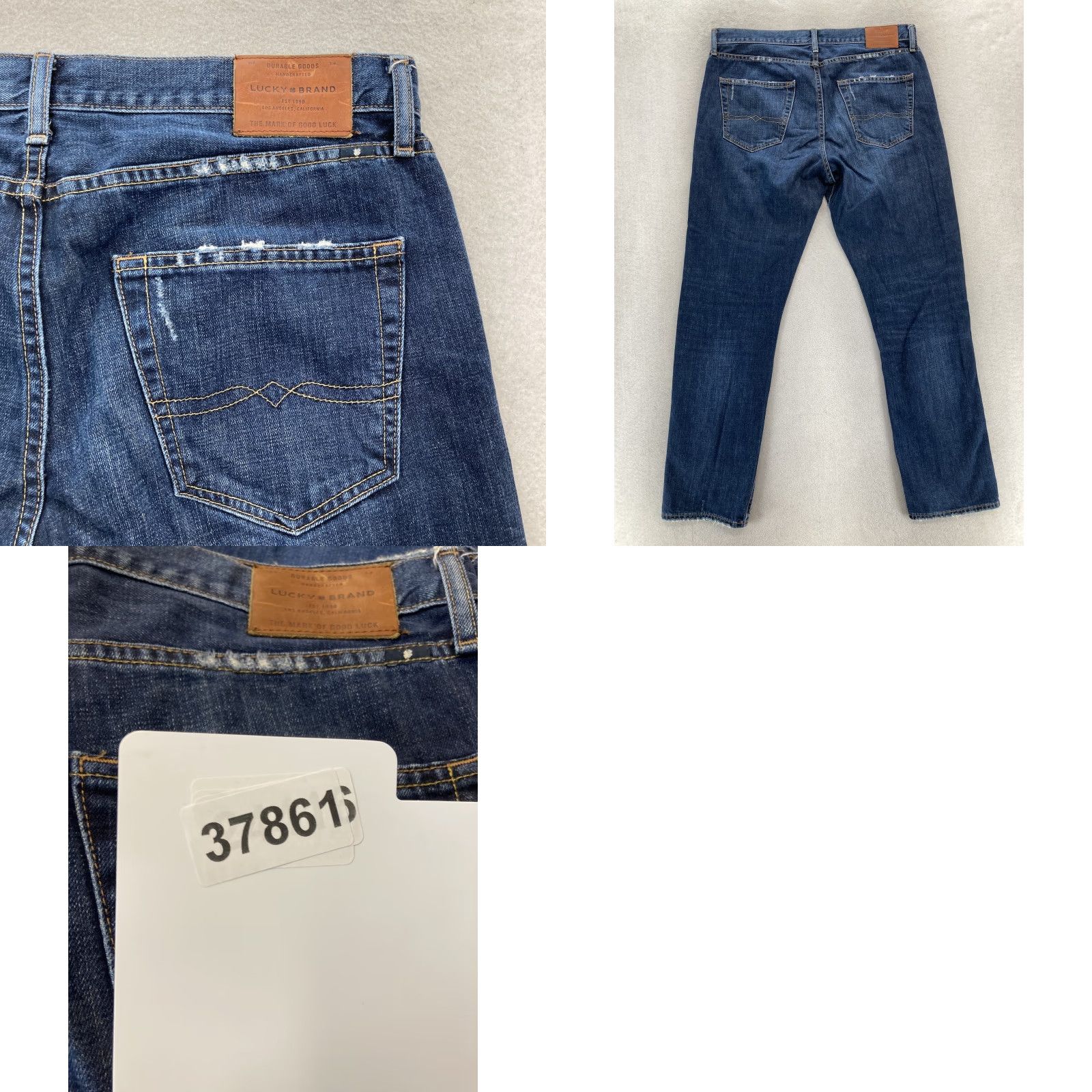 Lucky Brand Lucky Brand Jeans Mens 34x32 410 Athletic Slim Dark Wash Blue Distressed Denim Jeans Size US 34 / EU 50 - 9 Thumbnail