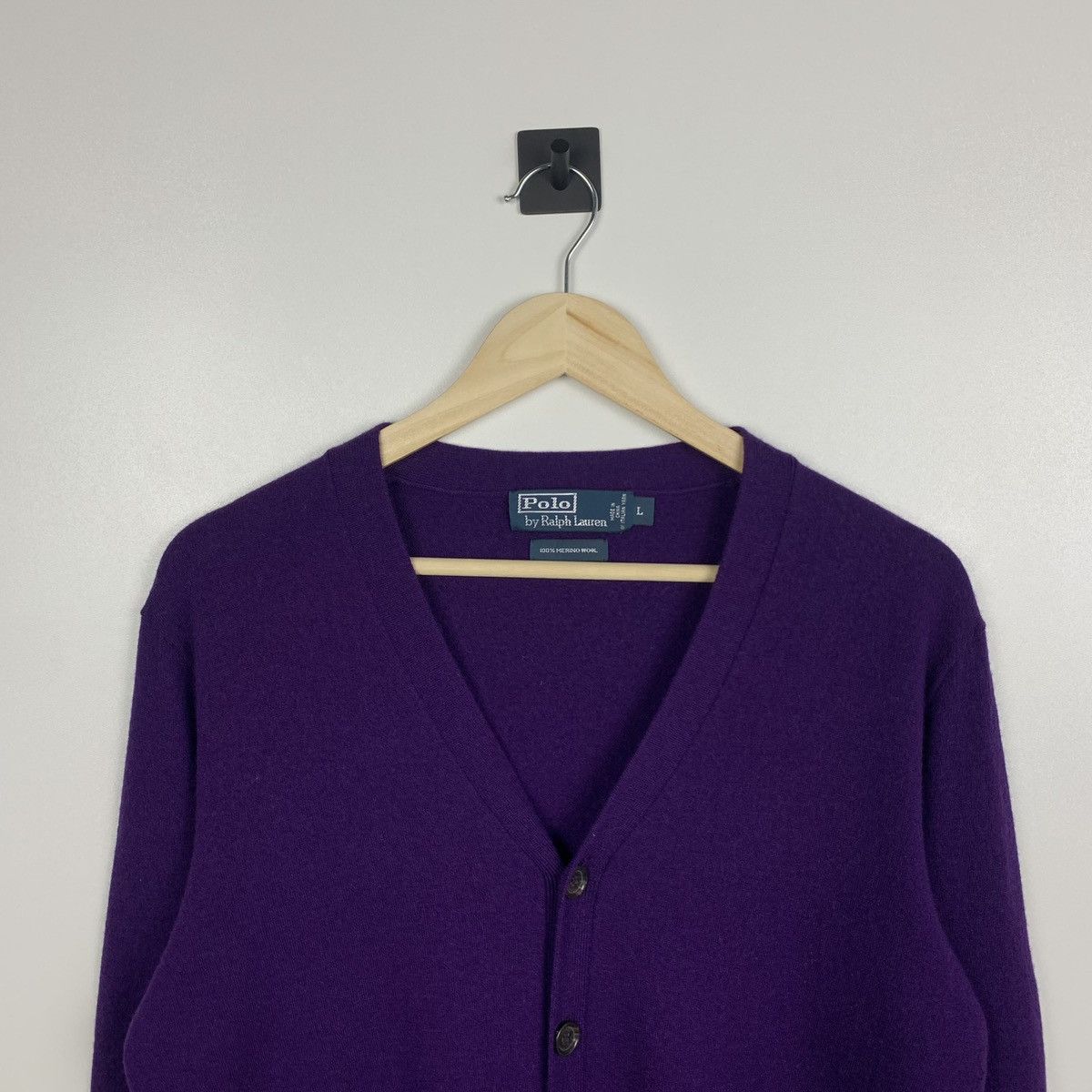 Polo Ralph Lauren Vintage Polo Ralph Lauren Merino Wool Cardigan Purple 90's Size US L / EU 52-54 / 3 - 2 Thumbnail