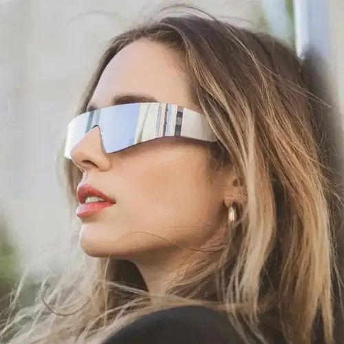Electric Visual One Piece Flat Top Y2K Rimless Unisex Sunglasses Size ONE SIZE - 1 Thumbnail