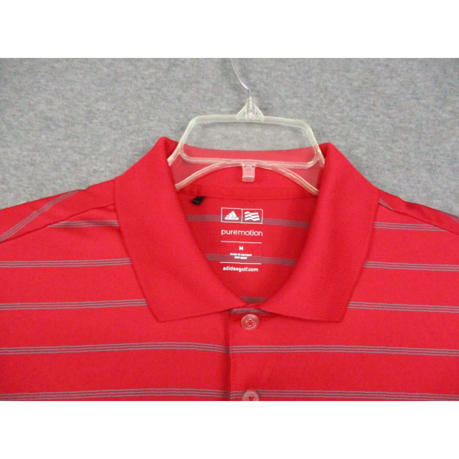 Adidas Adidas Polo Shirt Mens Medium Puremotion Cool Max Red Gray Stripe Polo Shirt Size US M / EU 48-50 / 2 - 2 Thumbnail