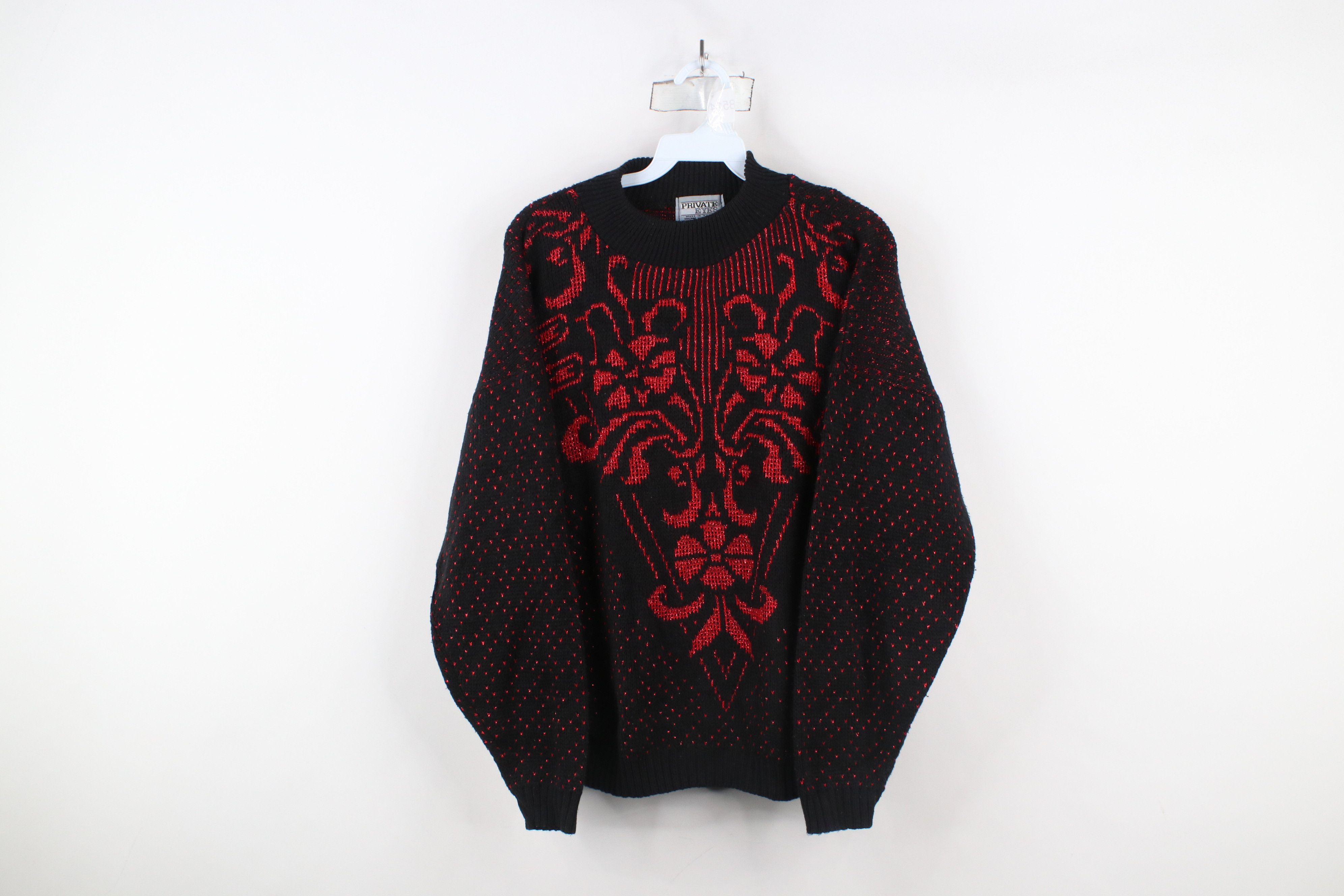 Vintage Vintage 90s Streetwear Abstract Flower Knit Sweater USA Size L / US 10 / IT 46 - 1 Thumbnail