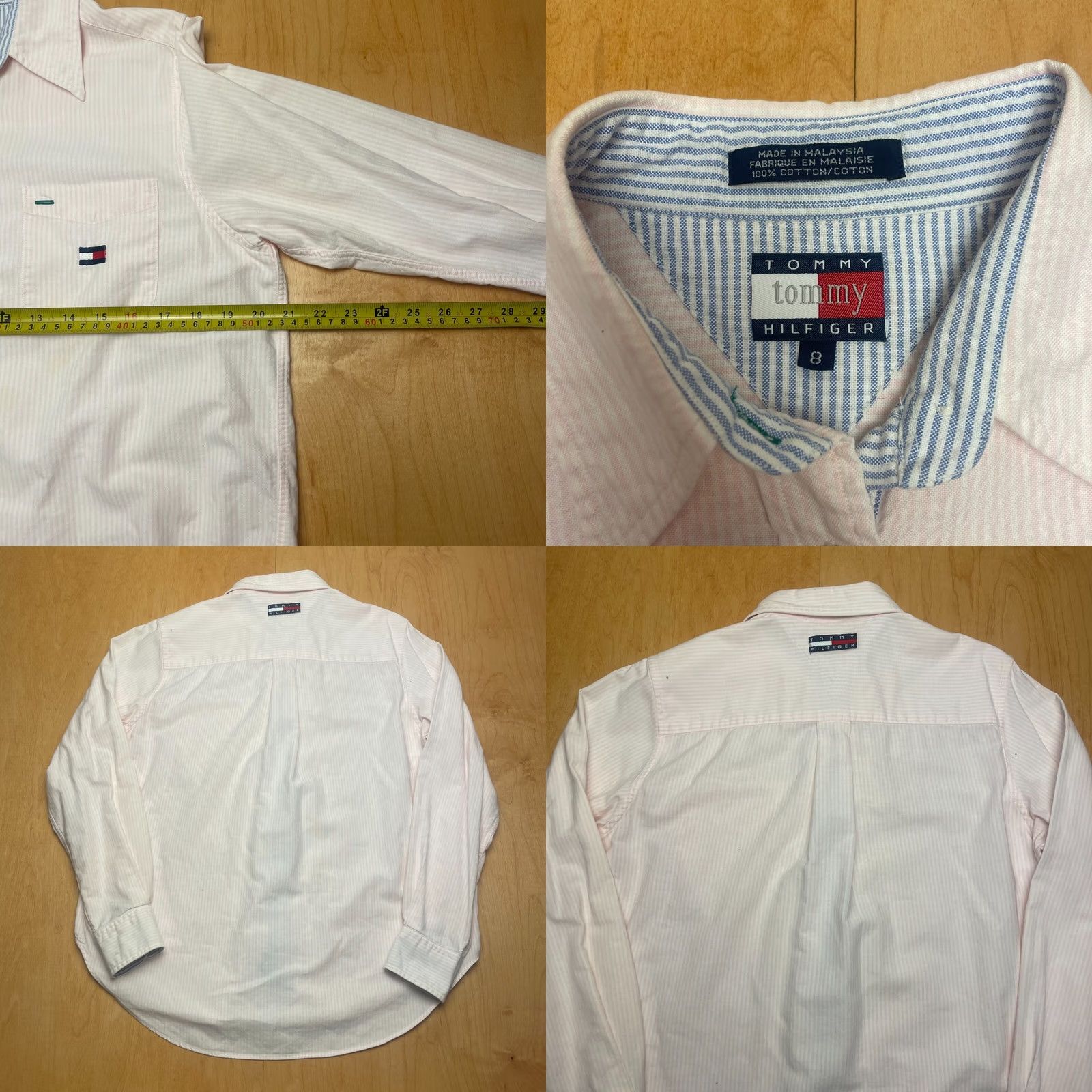 Tommy Hilfiger VINTAGE Tommy Hilfiger Shirt Medium Pink and White Striped Long Sleeve Y2K Men Size US M / EU 48-50 / 2 - 8 Thumbnail