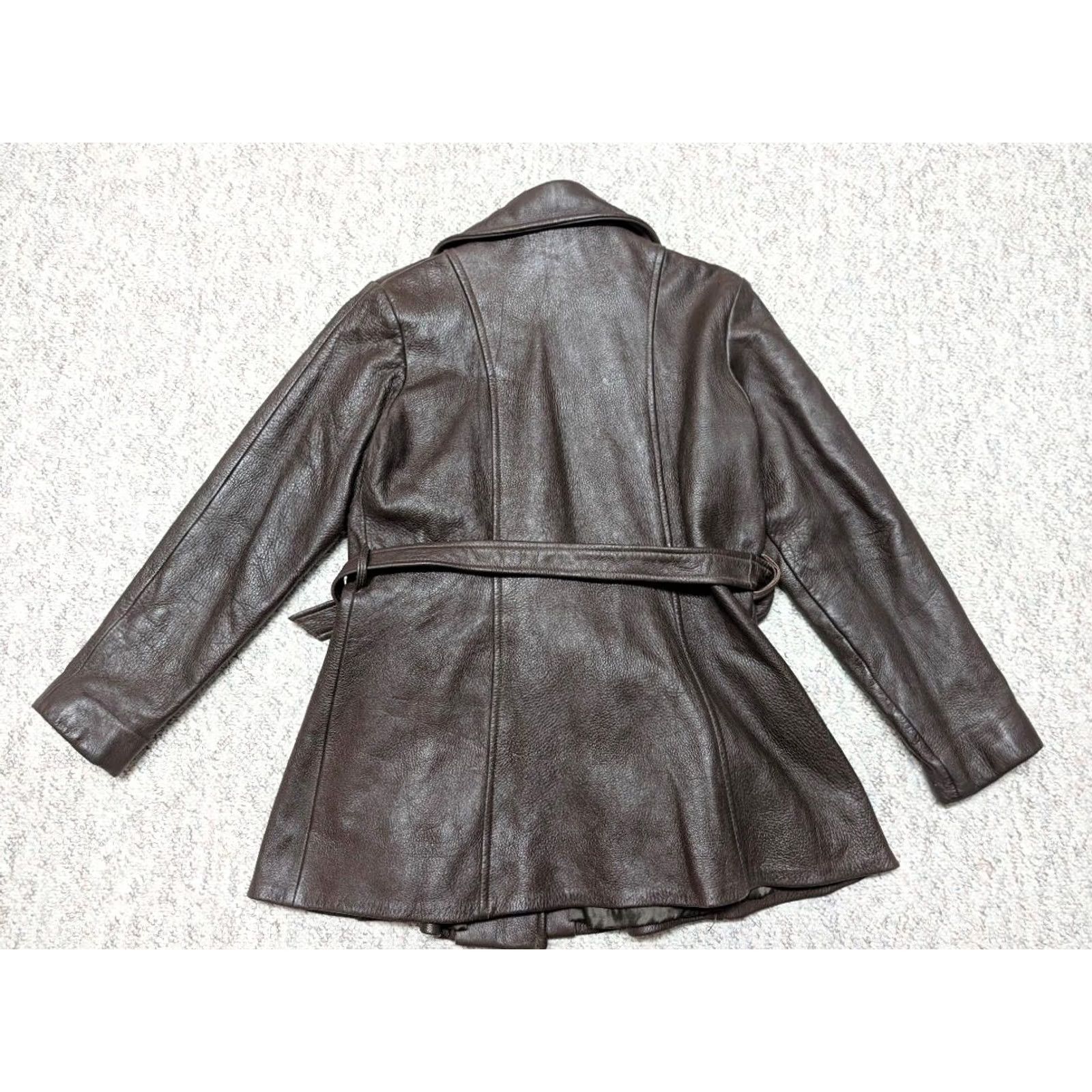 Doublet VINTAGE deerskin coat jacket 36-38 XS brown deerskin leather blazer belt double breasted Size 34R - 2 Thumbnail