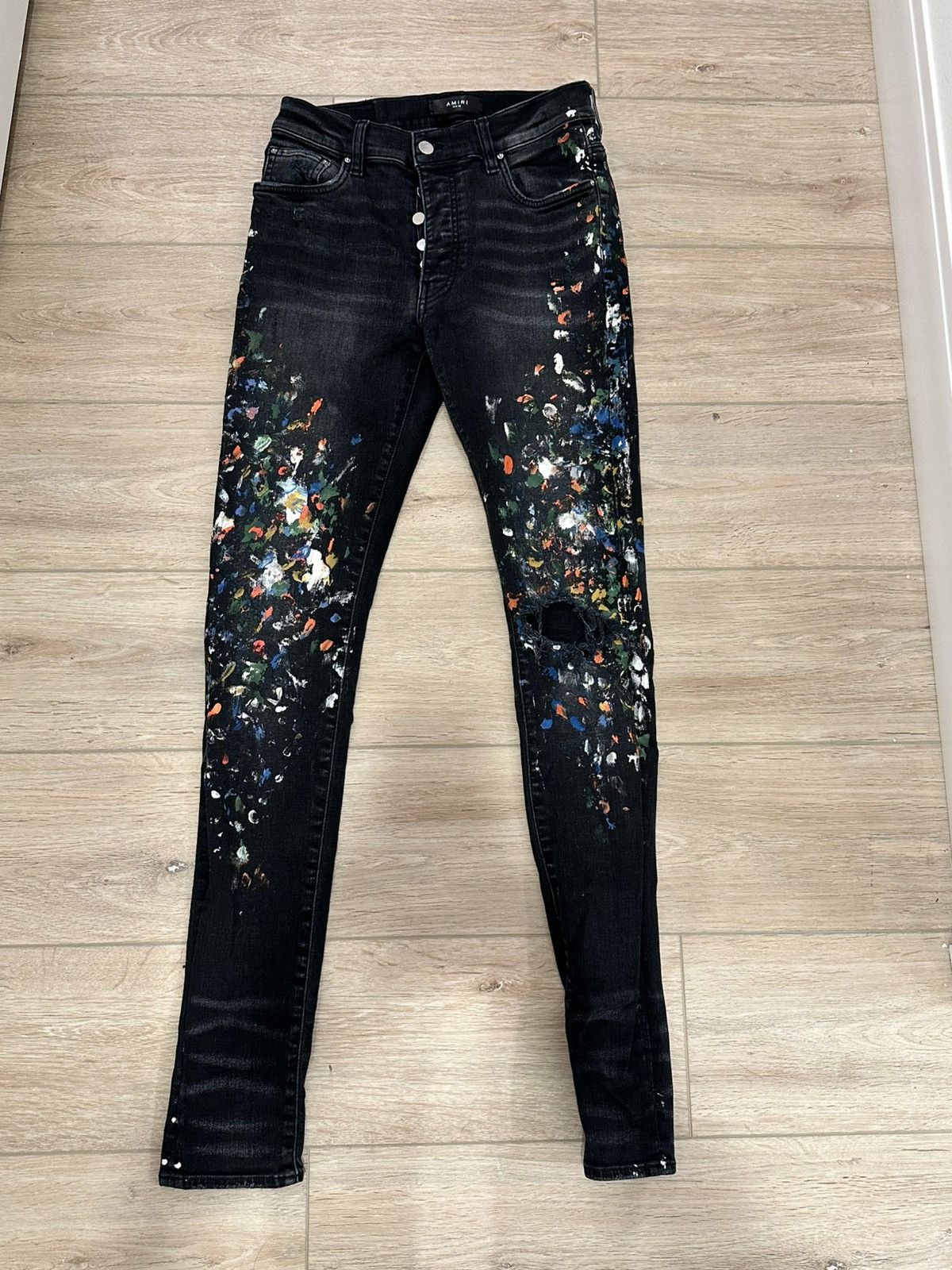 Amiri Amiri MX1 Paint Splatter Aged Black Denim Size US 30 / EU 46 - 1 Thumbnail
