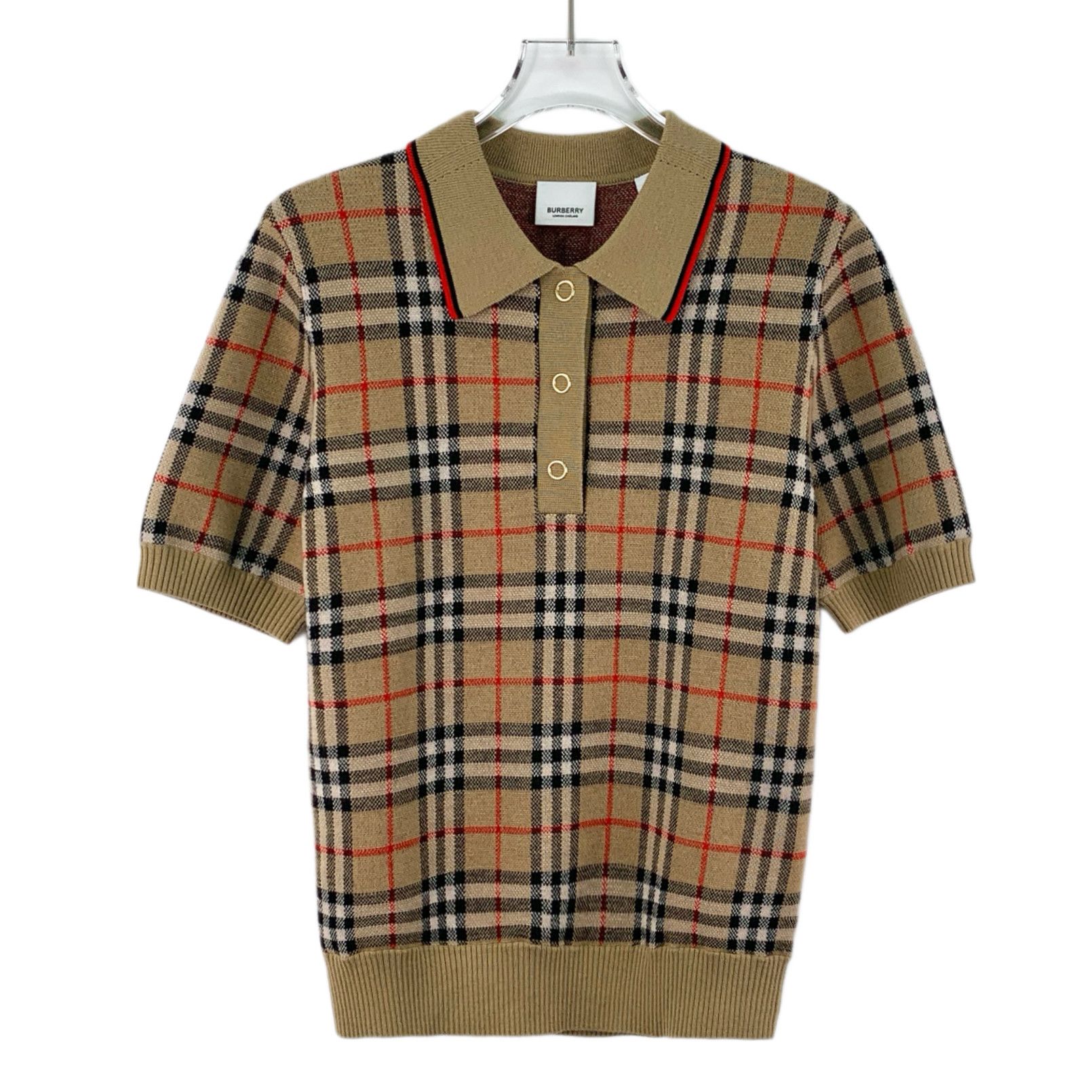 Burberry Burberry Wool Knit Polo Classic Check Brown (S) Size S / US 4 / IT 40 - 1 Thumbnail