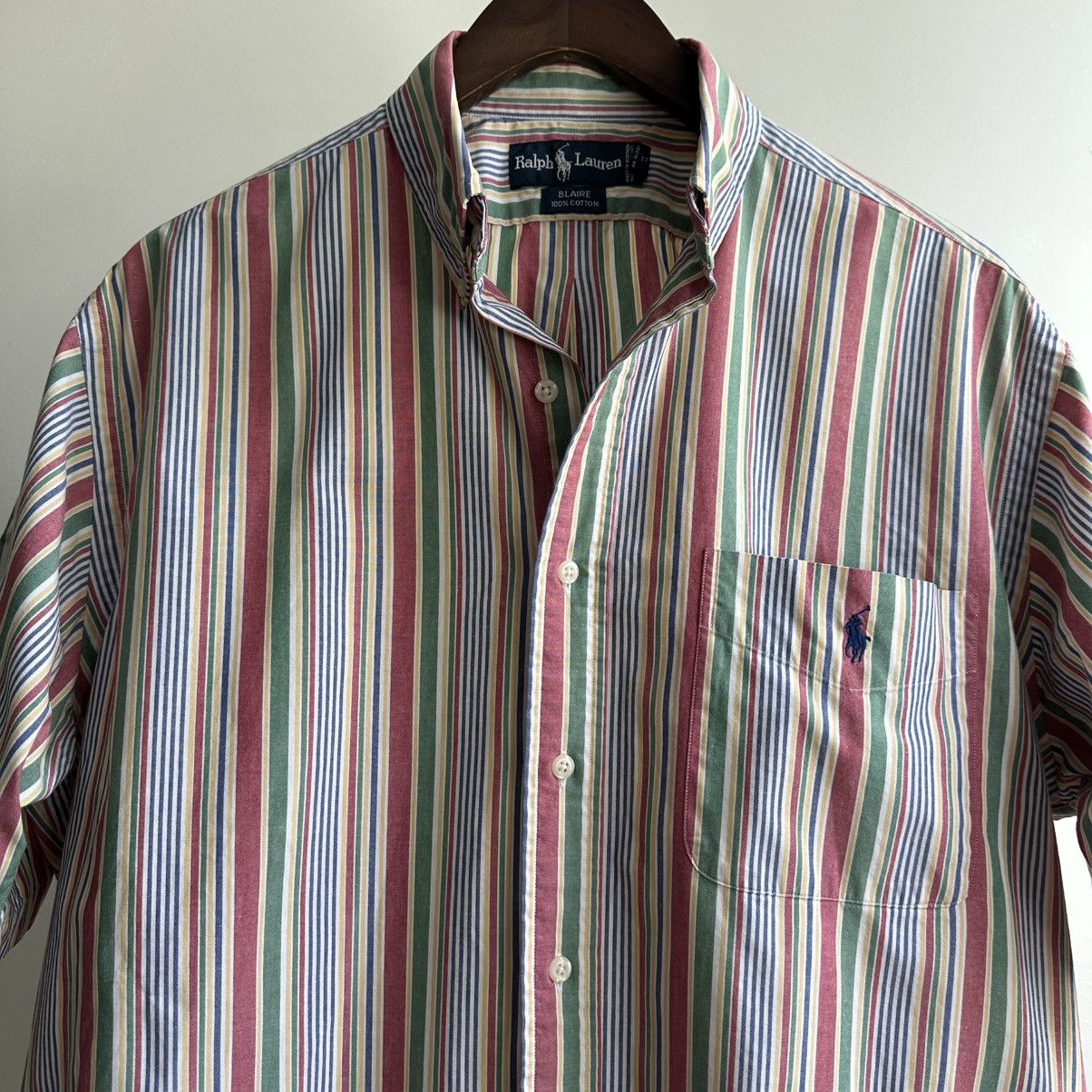 Polo Ralph Lauren × Vintage Vintage 90s Polo Ralph Lauren Striped Short Sleeve Shirt Size US M / EU 48-50 / 2 - 2 Thumbnail