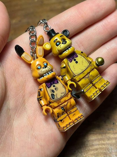 Cartoon Network FNAF Bonnie Freddy minifigure keychain custom handmade Size ONE SIZE - 5 Thumbnail