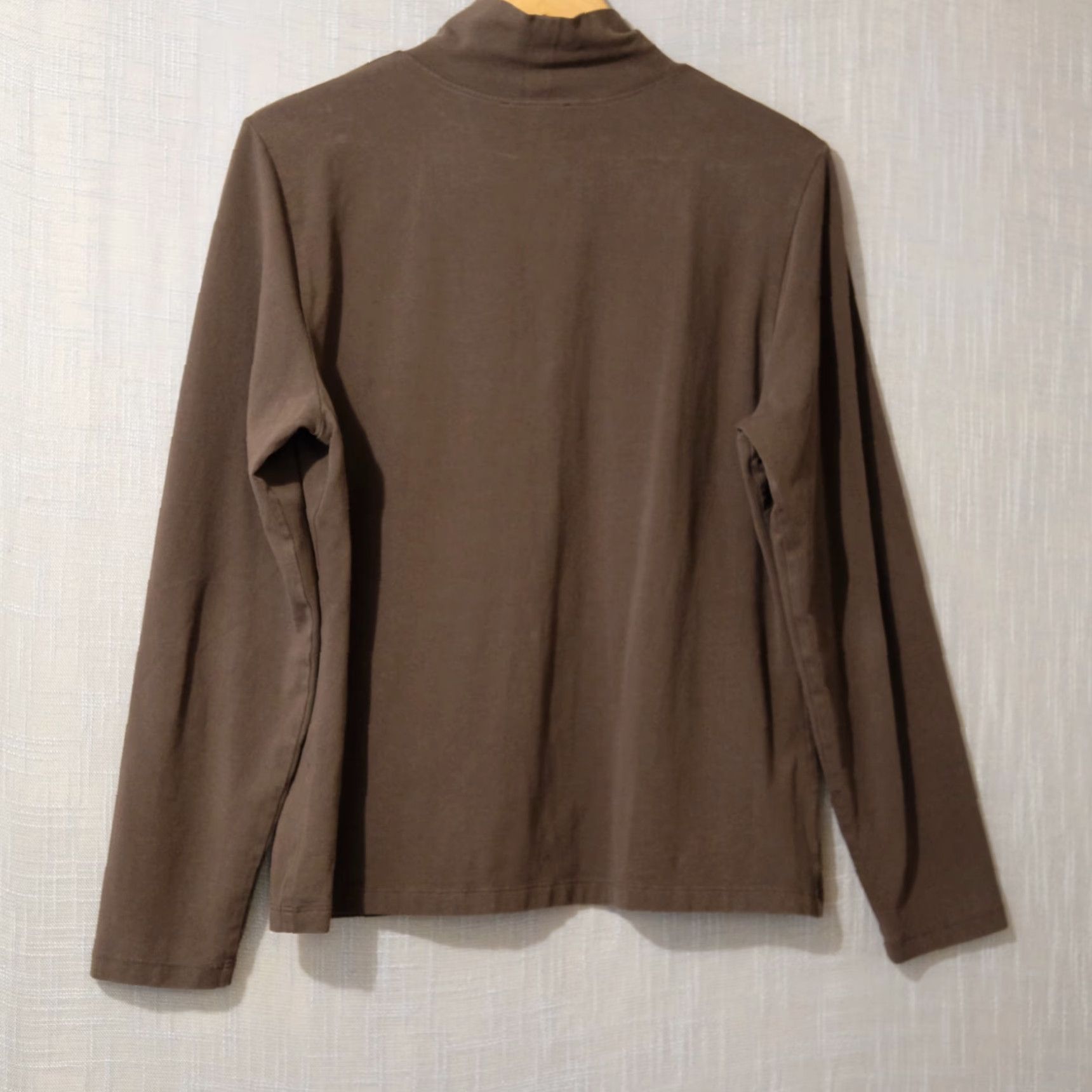 Vintage Skyr Brown Women's XL Mock Neck Pima Cotton Longsleeve Top Stretch Shirt Size XL / US 12-14 / IT 48-50 - 5 Thumbnail