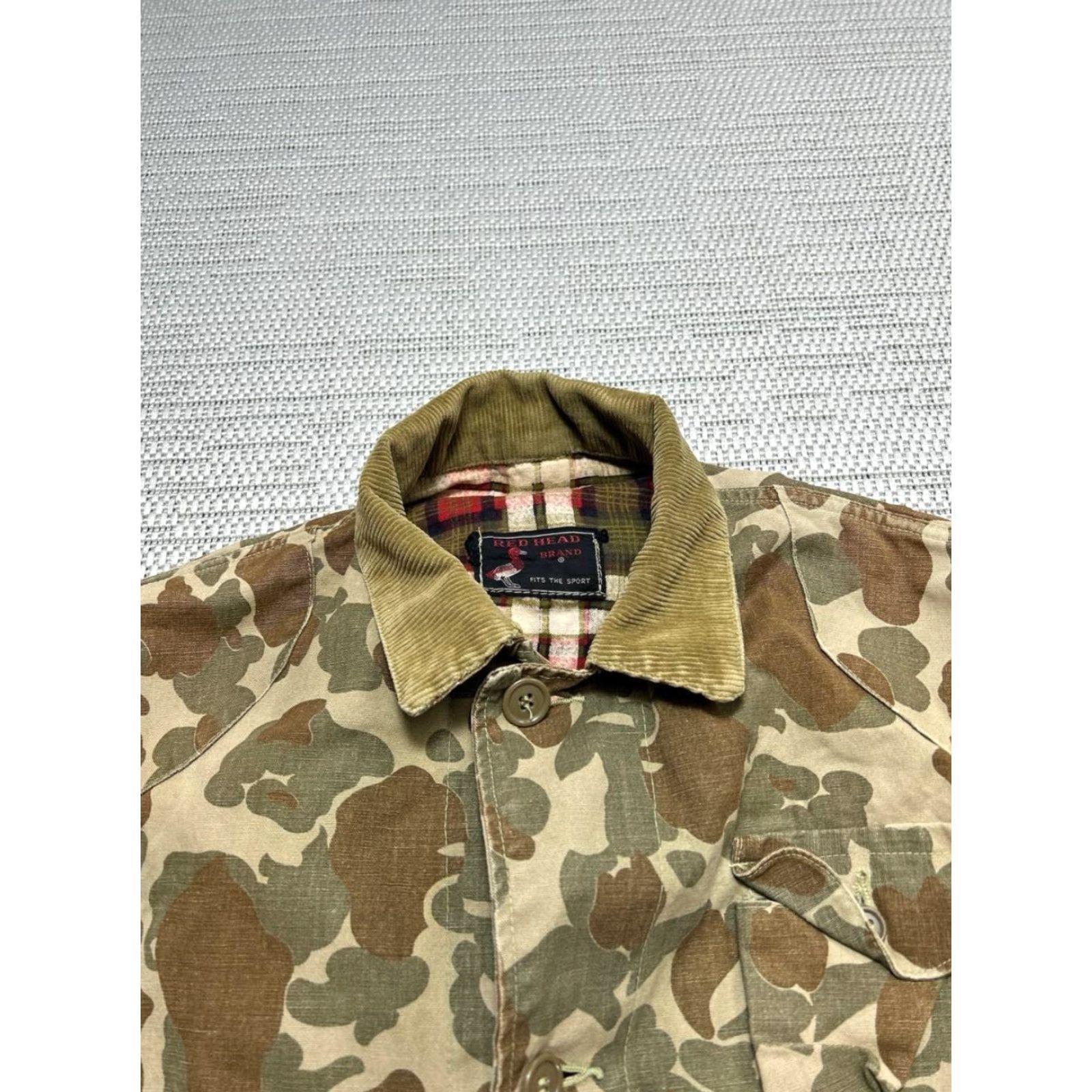 Vintage RedHead Hunting Jacket Mens Large Camouflage Cotton Canvas Bomber Jacket-ish Green Brown Headed Hunting Camouflage Jacket (L) Mens Size US L / EU 52-54 / 3 - 2 Thumbnail