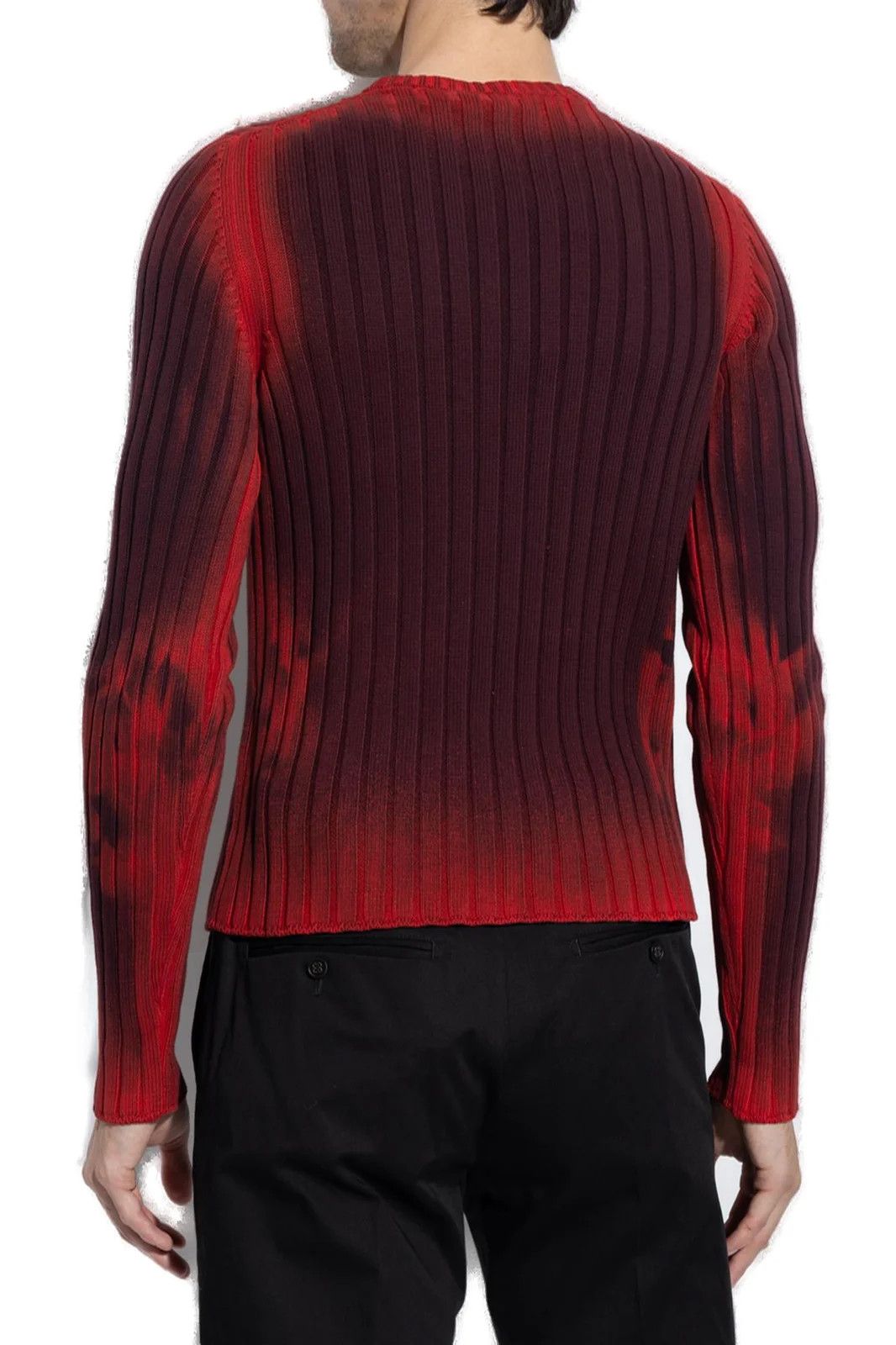 Salvatore Ferragamo o1s1rm1224 Tie-Dyed Crewneck Knitted Jumper in Bordeaux Size US L / EU 52-54 / 3 - 3 Thumbnail