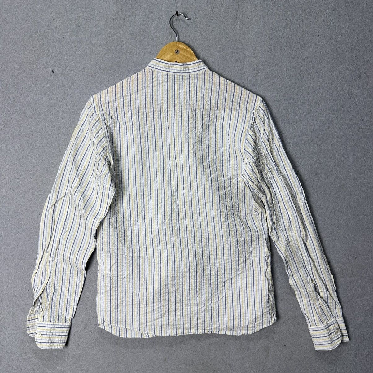 agnes b. Vintage Agnes B Homme Paris Stripe Band Collar Shirt Size XS / US 0-2 / IT 36-38 - 2 Thumbnail