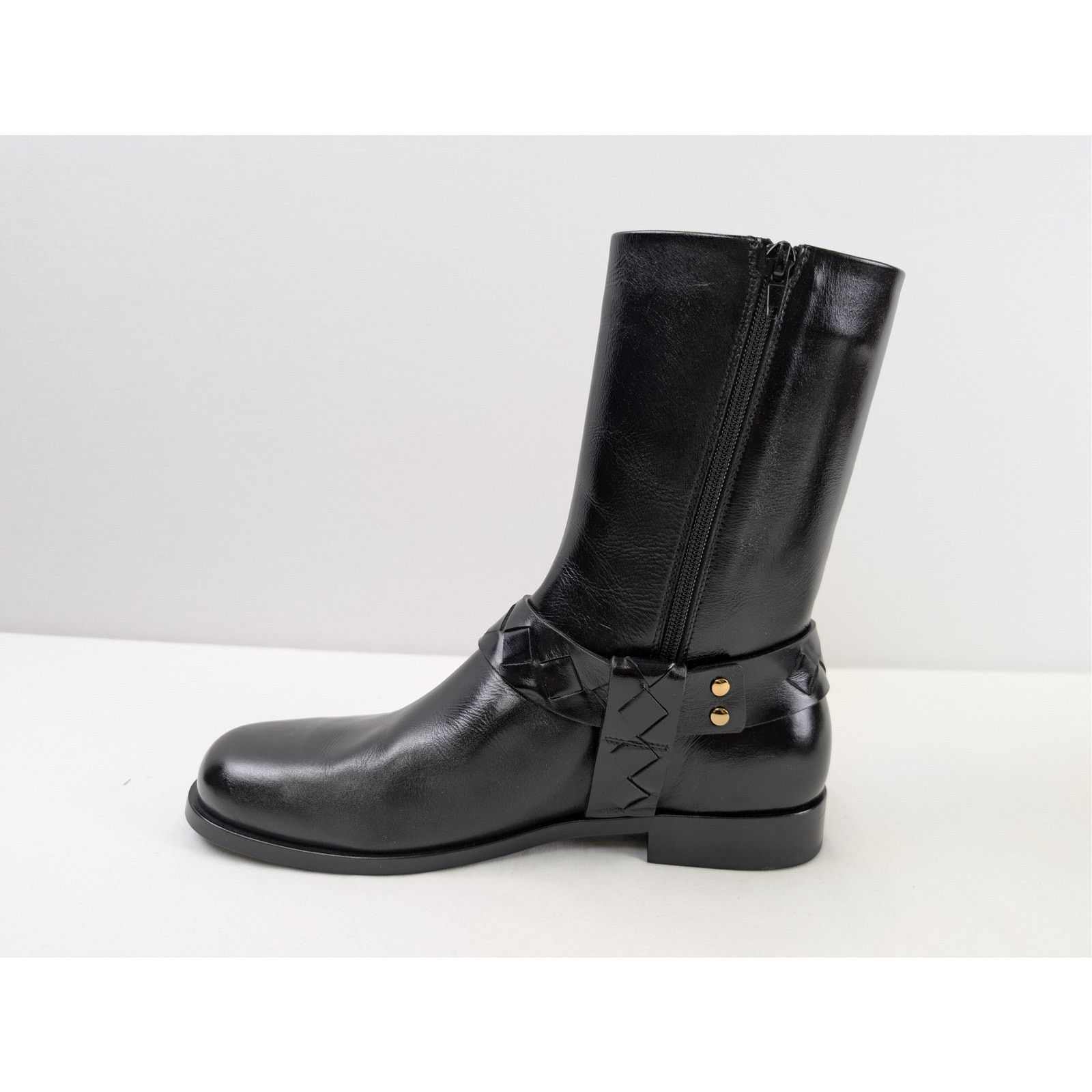 Bottega Veneta o1rshd1 Intrecciato-Woven Harness-Style Ankle Strap Hi Boots Size US 9 / EU 42 - 13 Thumbnail