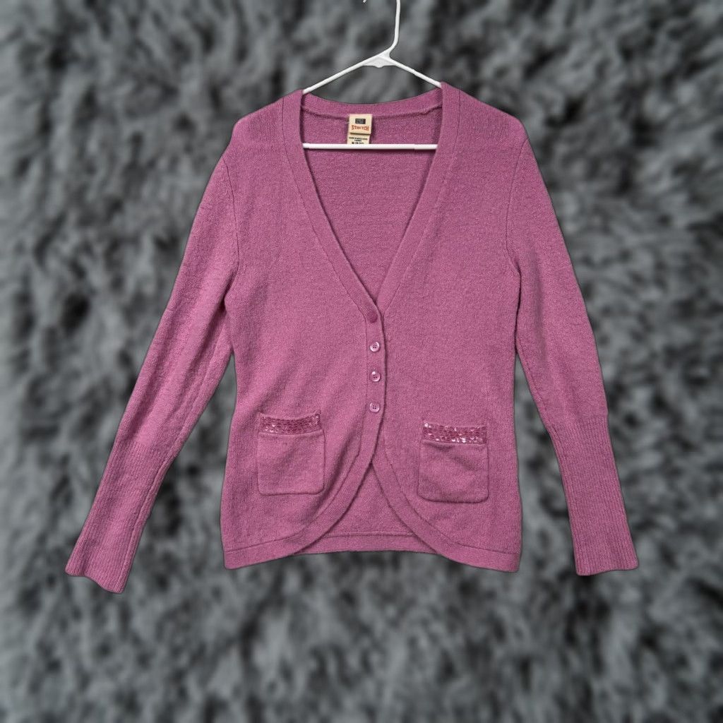 Faded Glory VINTAGE Faded Glory Cardigan Sweater M Pink Sequin Pockets Cozy Soft Girl Size M / US 6-8 / IT 42-44 - 1 Thumbnail