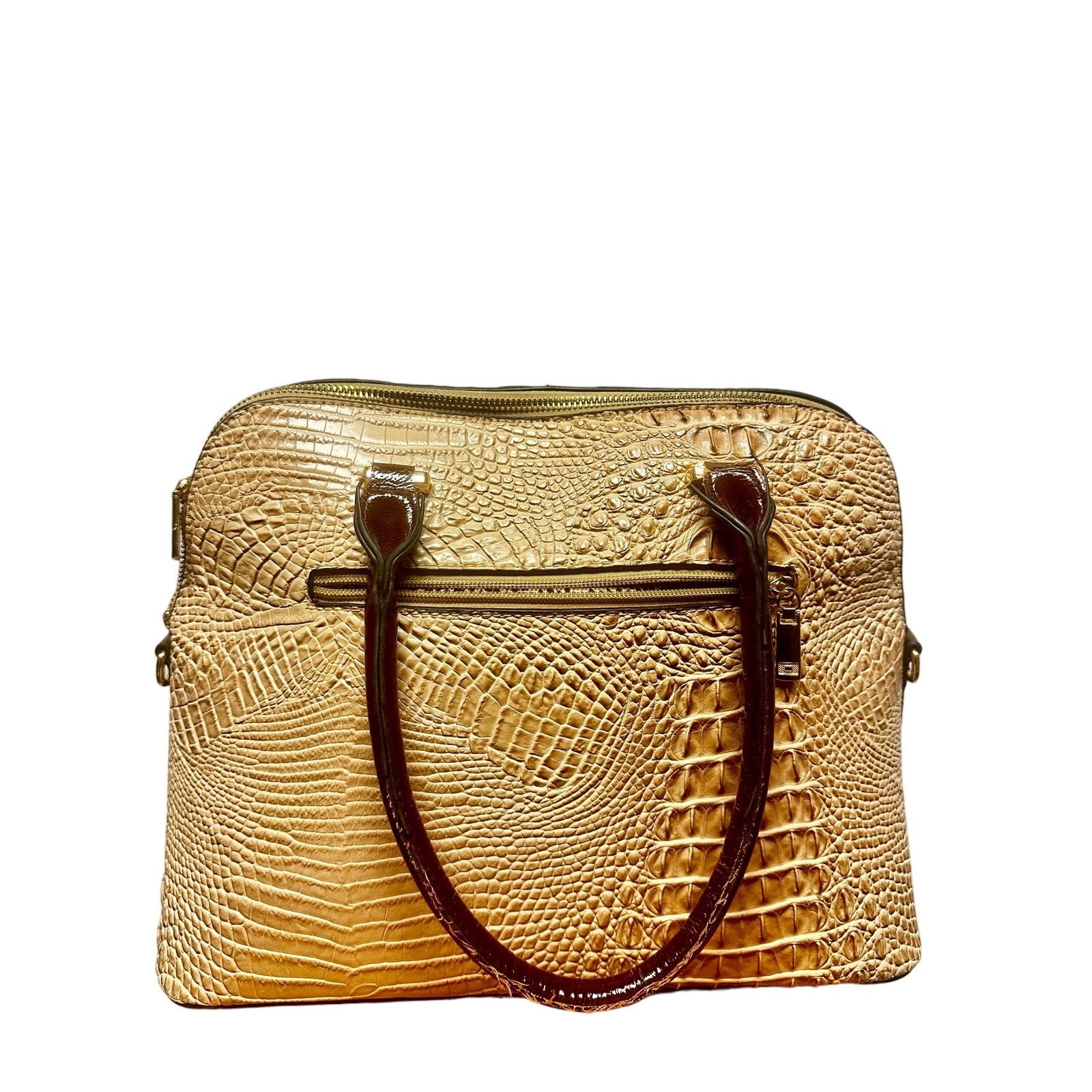 Handmade Beige & orange leather crocodile print handbag brown tassel Size ONE SIZE - 2 Thumbnail