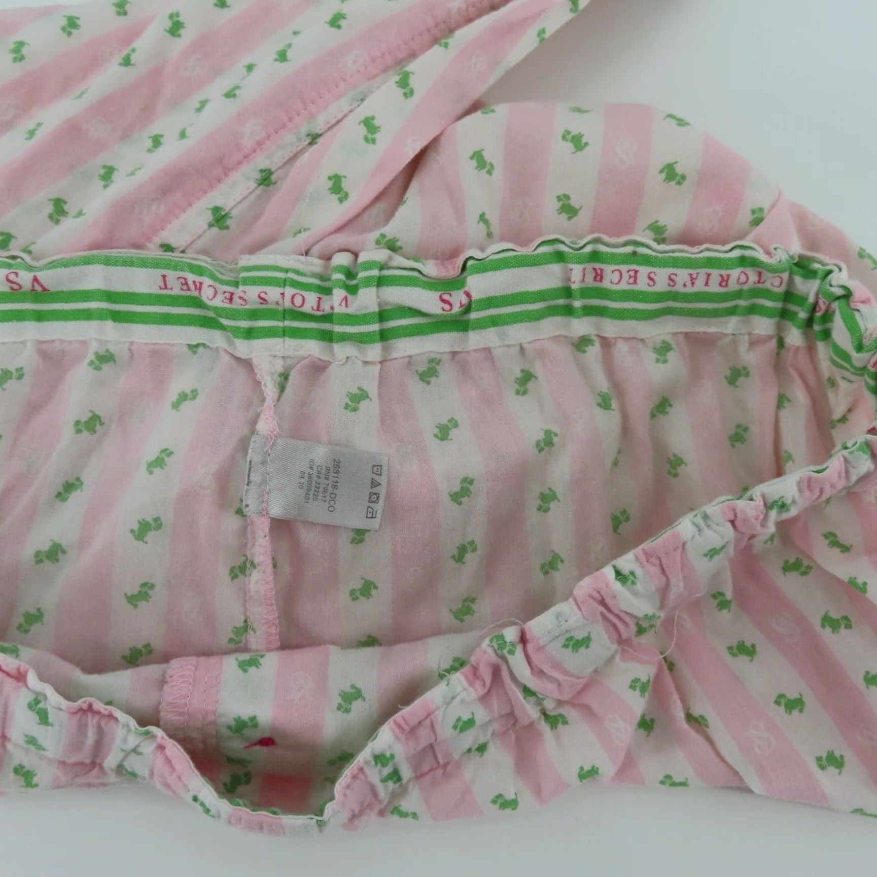 Victoria's Secret Victoria's Secret Pajama Pants Women M Striped Pink Green White Dog Print Cotton Lounge Pull On Size 32" / US 10 / IT 46 - 7 Thumbnail