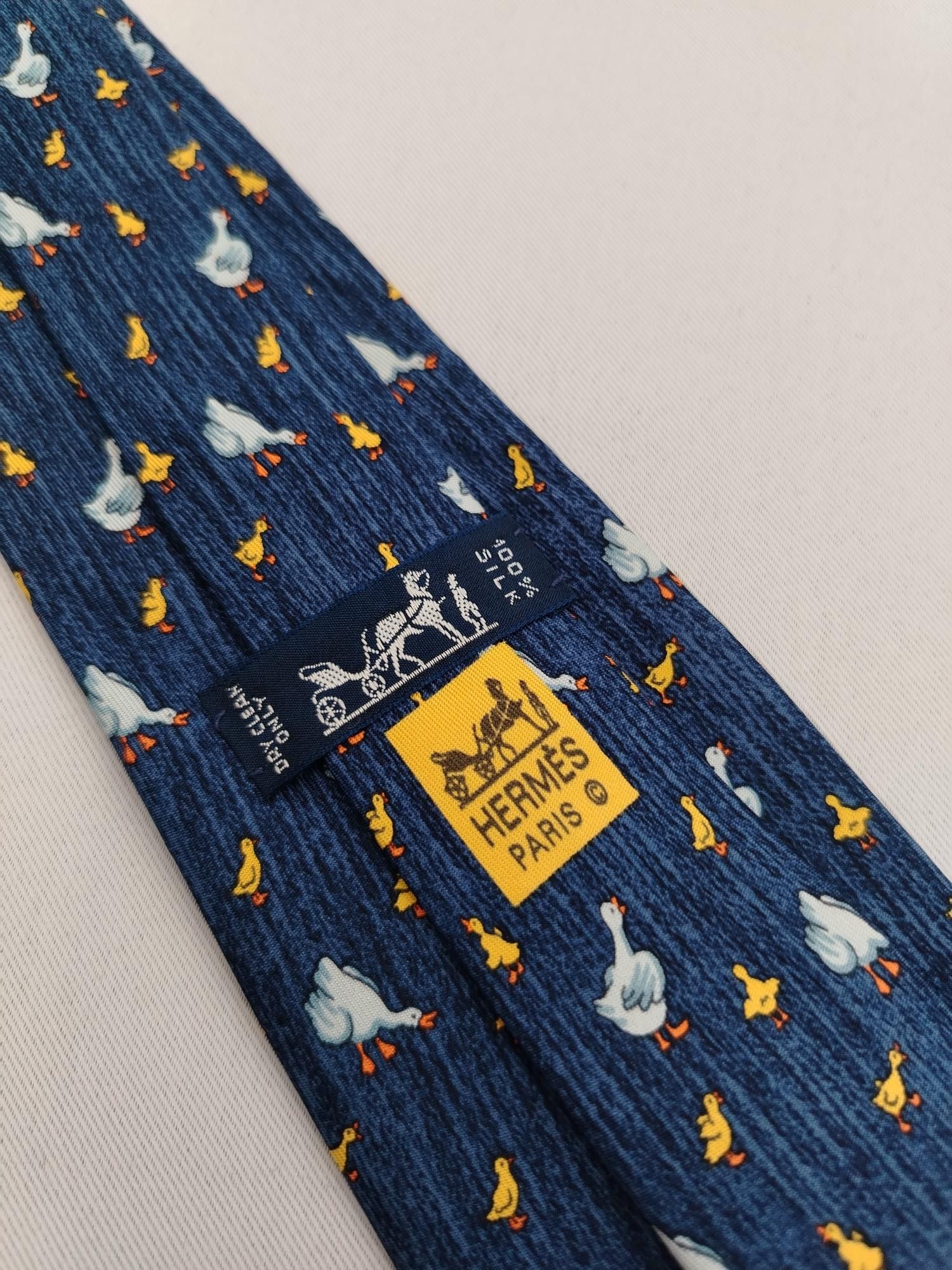 Hermes Hermes Paris 7595 SA Silk Necktie Duckling Pattern Tie Size ONE SIZE - 6 Thumbnail