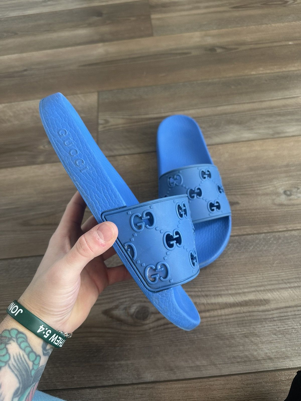 Gucci Gucci Pursuit GG Logo Royal Blue Slides - Mens 9 / Women 11 Size US 9 / EU 42 - 2 Thumbnail