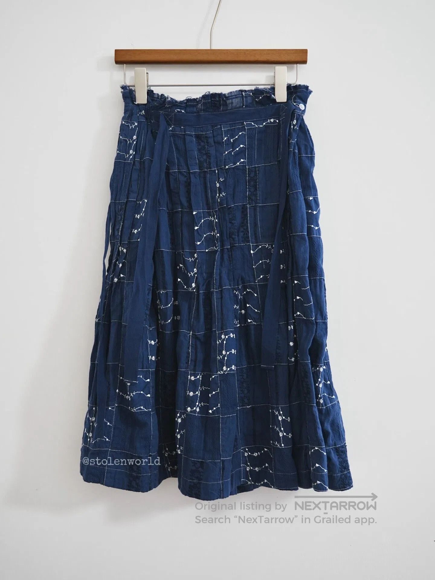Tricot Comme des Garcons blue dyed patchwork embroidered skirt. Size 23" - 5 Thumbnail