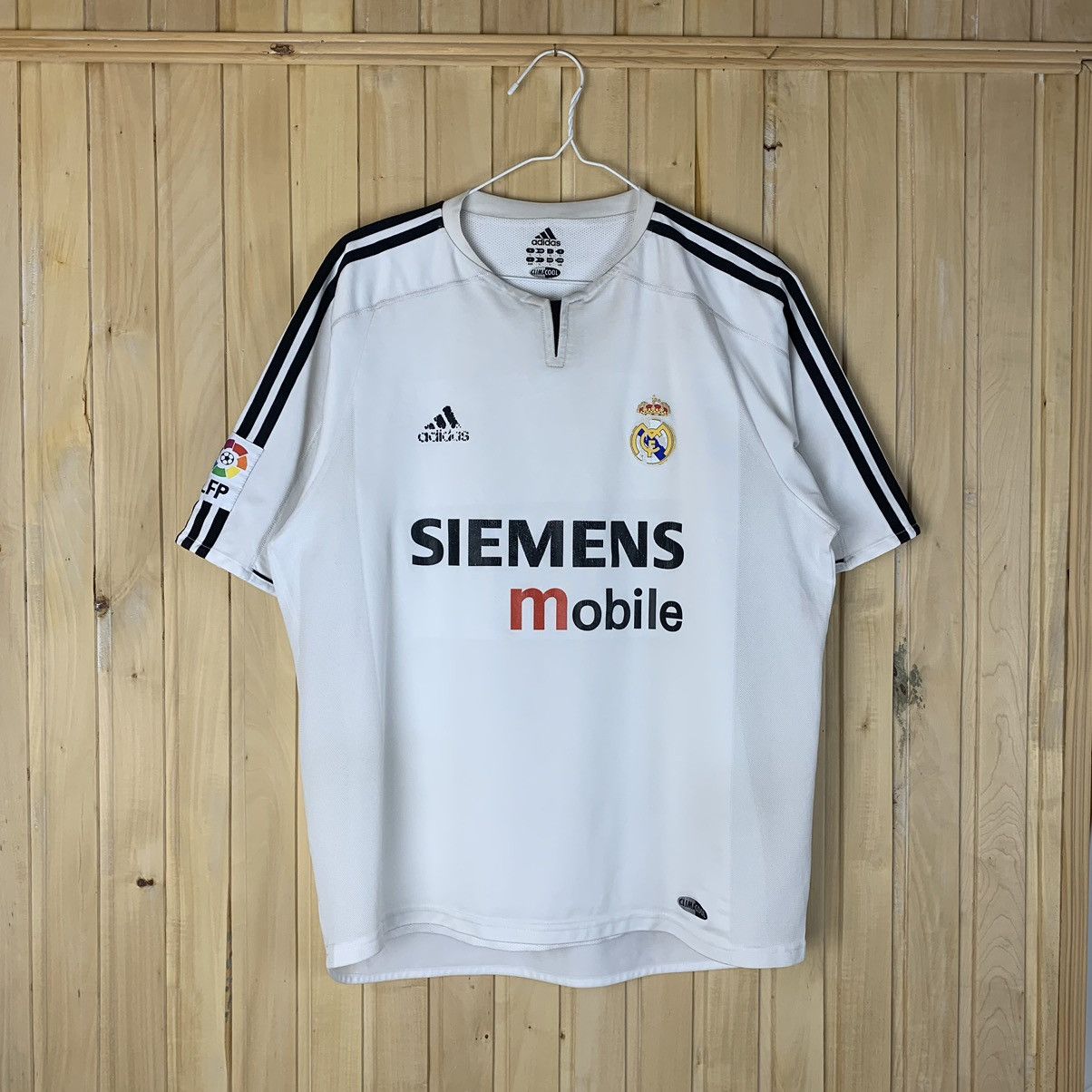 image of Player Issue Adidas Real Madrid Home Jersey 03/04 00S in White, Men's (Size Large)