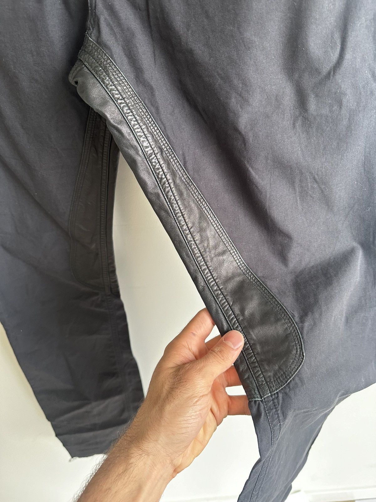 Rick Owens Black Leather Insert Panel Pants Size US 30 / EU 46 - 5 Thumbnail