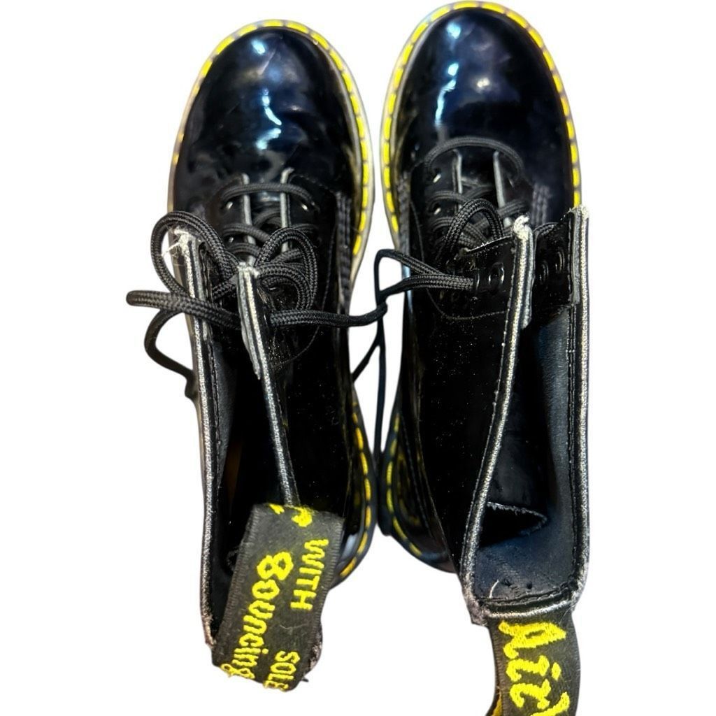 Dr. Martens DR. MARTENS Boots 1460 Black Patent High Shine Combat Moto L Size US 8 / IT 38 - 4 Thumbnail