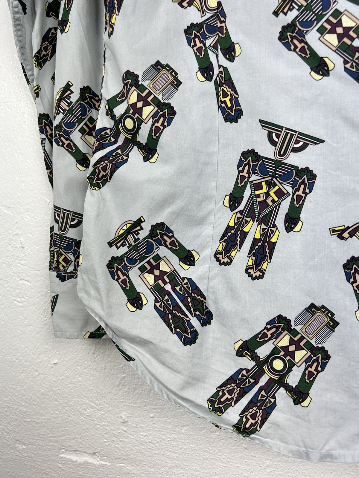 MSGM MSGM Fall 2015 Allover AOP Robot Long Sleeve Button Up Shirt Size US L / EU 52-54 / 3 - 9 Thumbnail