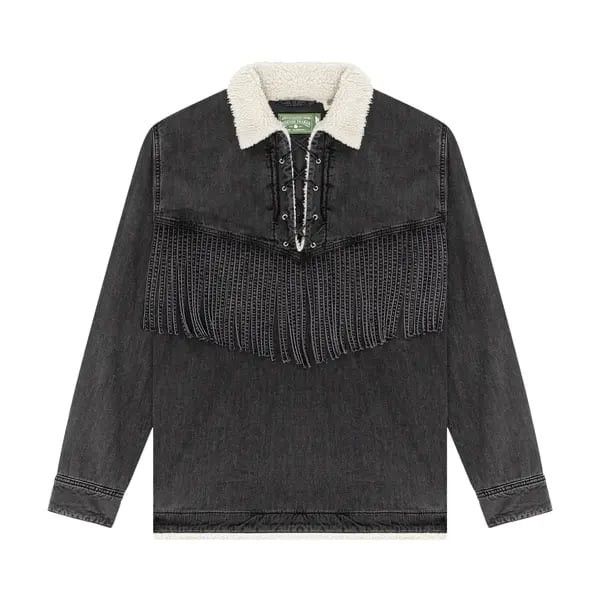 DENIM TEARS × Levi's New Motorcycle/Western Black Faded Denim Sherpa Pullover Size US XL / EU 56 / 4 - 5 Thumbnail