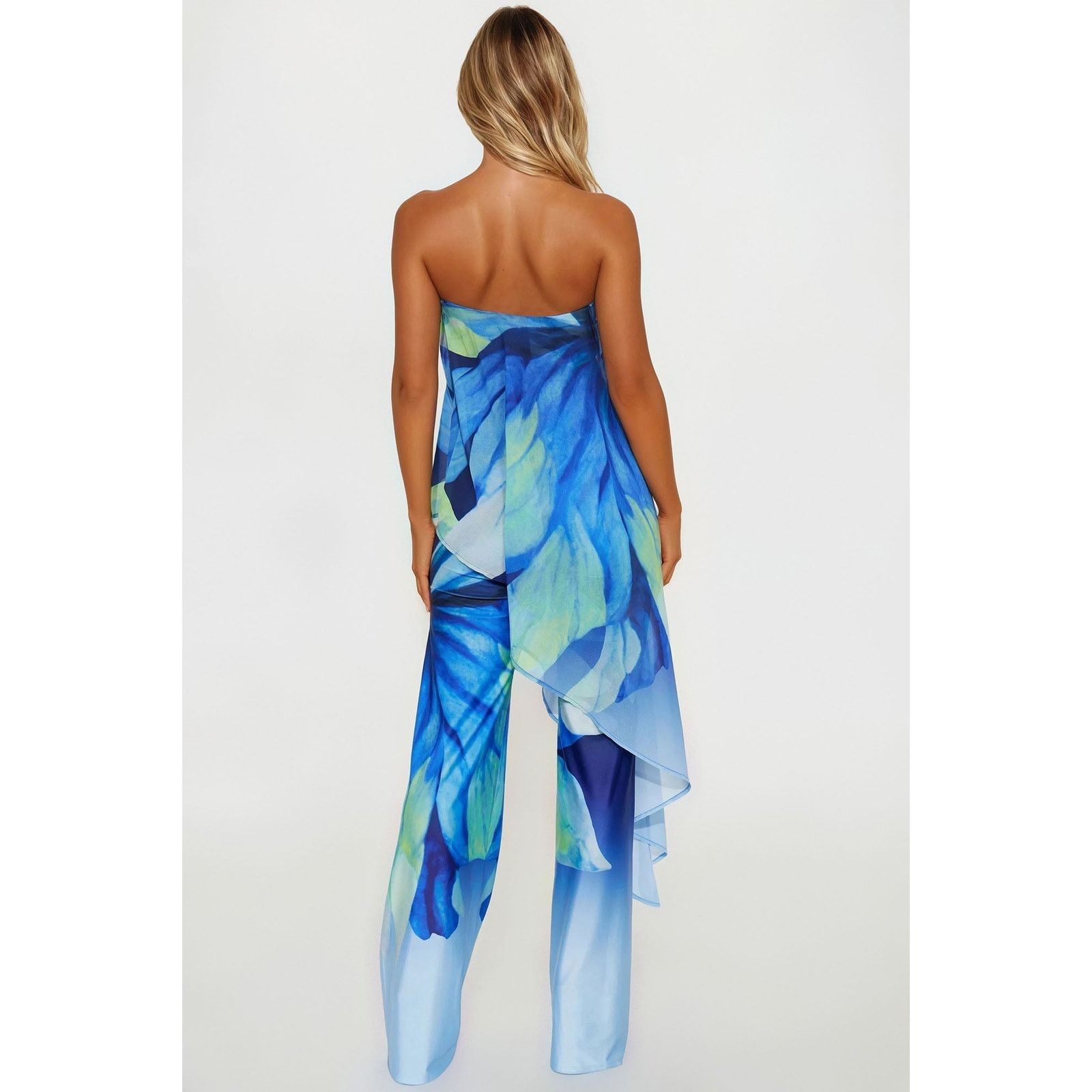 Other Danielle Flowy Floral Jumpsuit - Blue - Size S Size 27" / US 4 / IT 40 - 3 Thumbnail