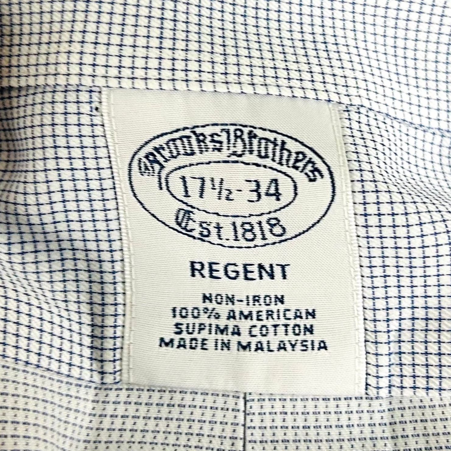 Brooks Brothers Brooks Brothers Regent Dress Shirt Blue Check Non Iron Cotton Mens 17.5 34 Size 48R - 3 Thumbnail