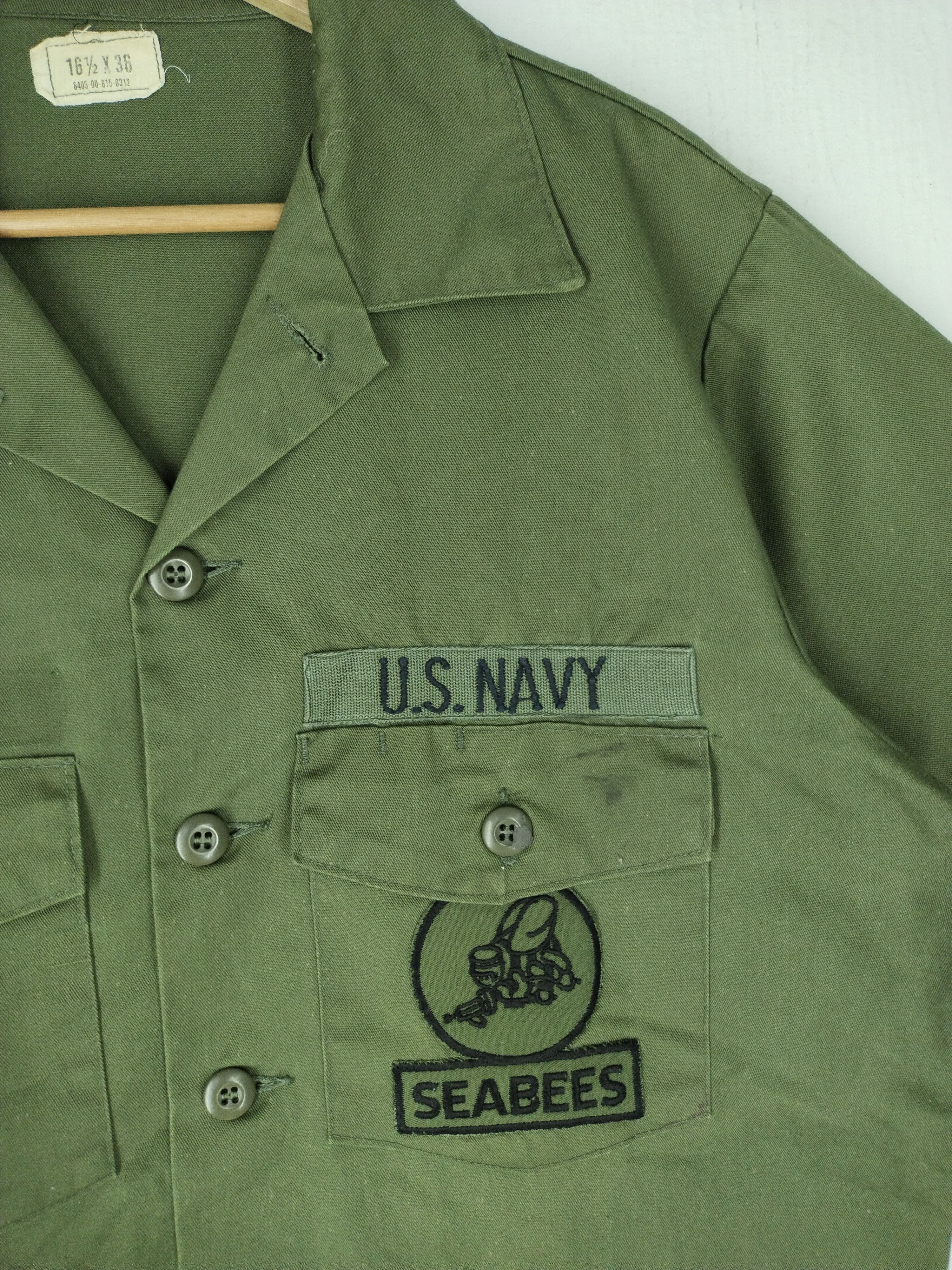 Buzz Rickson's 50's OG 507 Vintage Seabees US Army Green Shirt Tee Size US M / EU 48-50 / 2 - 4 Thumbnail