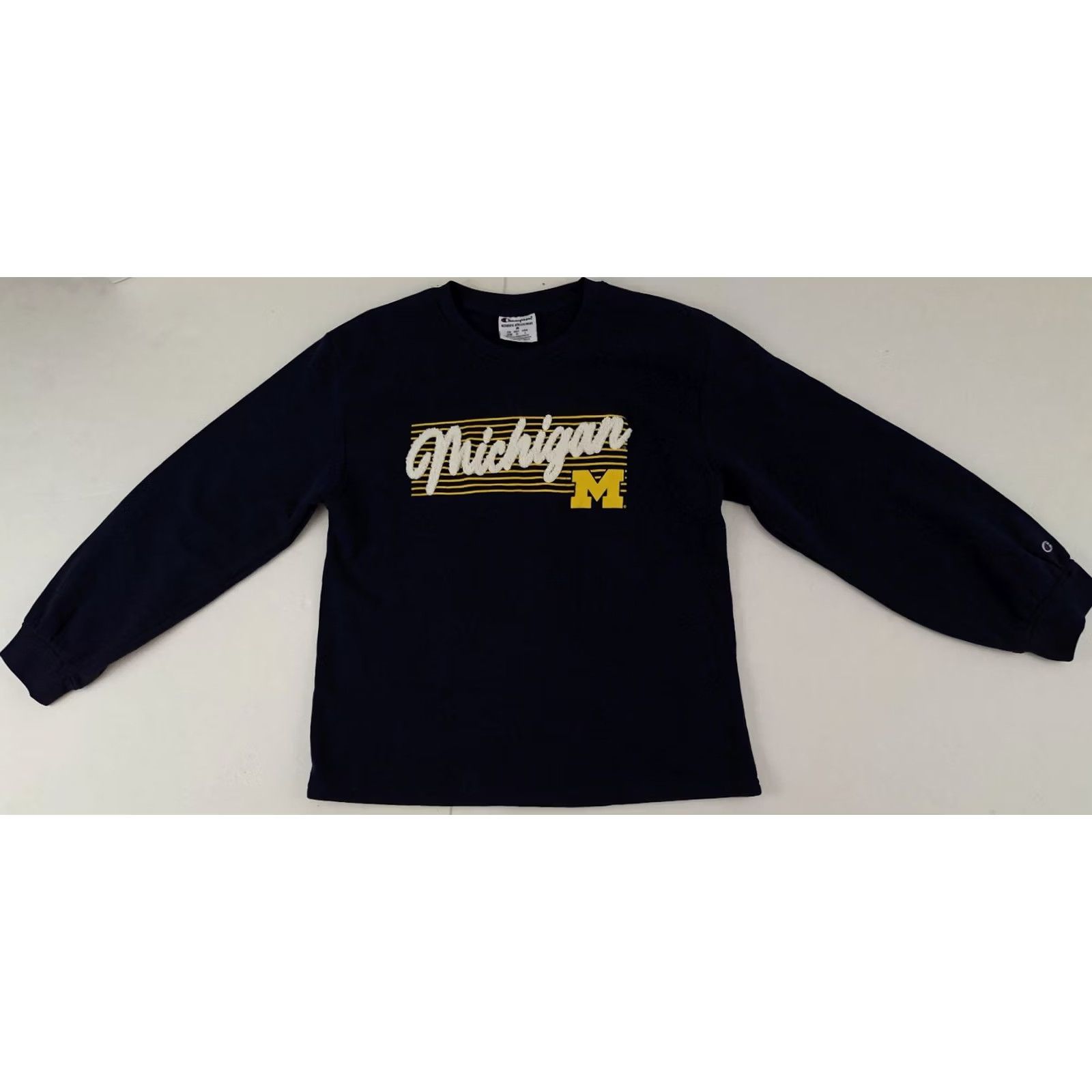 Champion VINTAGE University Michigan Embossed Champion Sweatshirt Unisex Adults Medium Blue Cotton Canvas Crew Neck Pullover Long Sleeve Winter Spring Fall Size US M / EU 48-50 / 2 - 2 Thumbnail