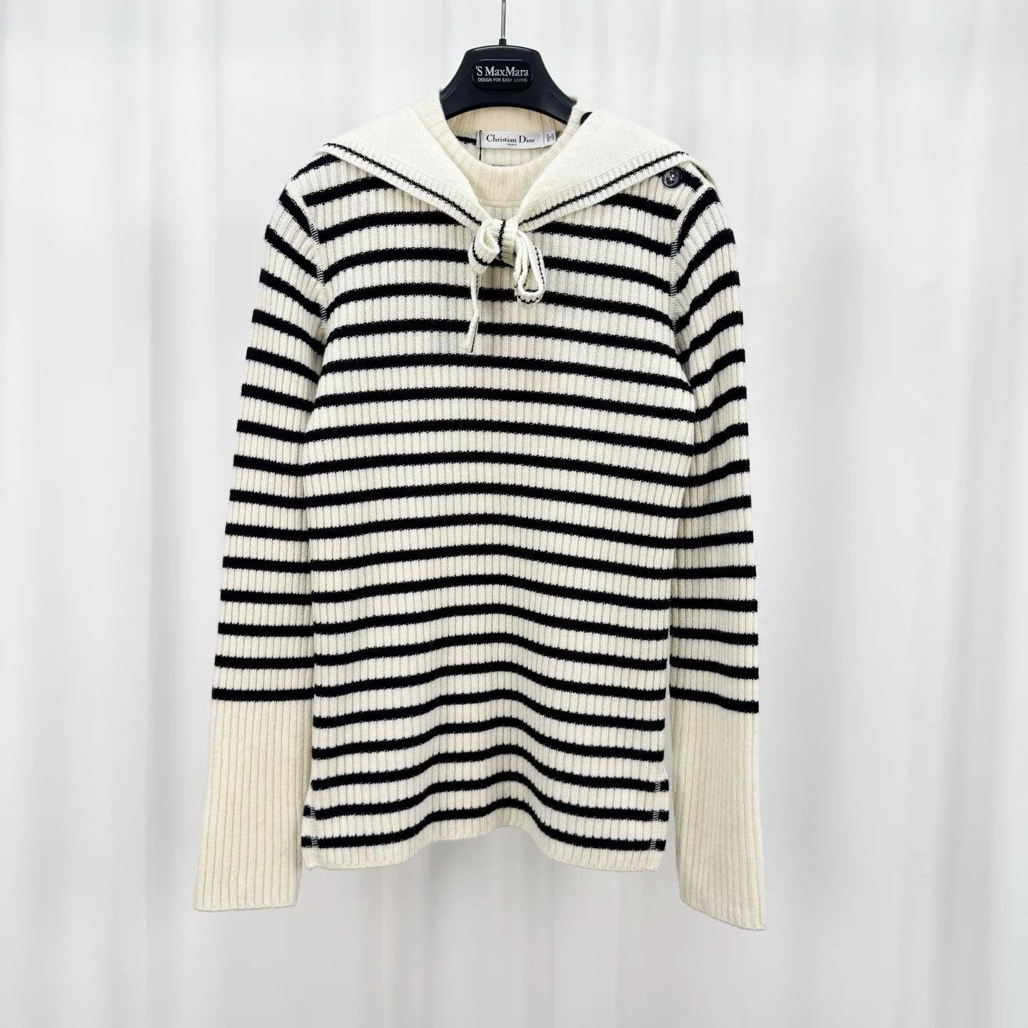 Dior dior striped knit sweater with sailor collar Size S / US 4 / IT 40 - 1 Thumbnail