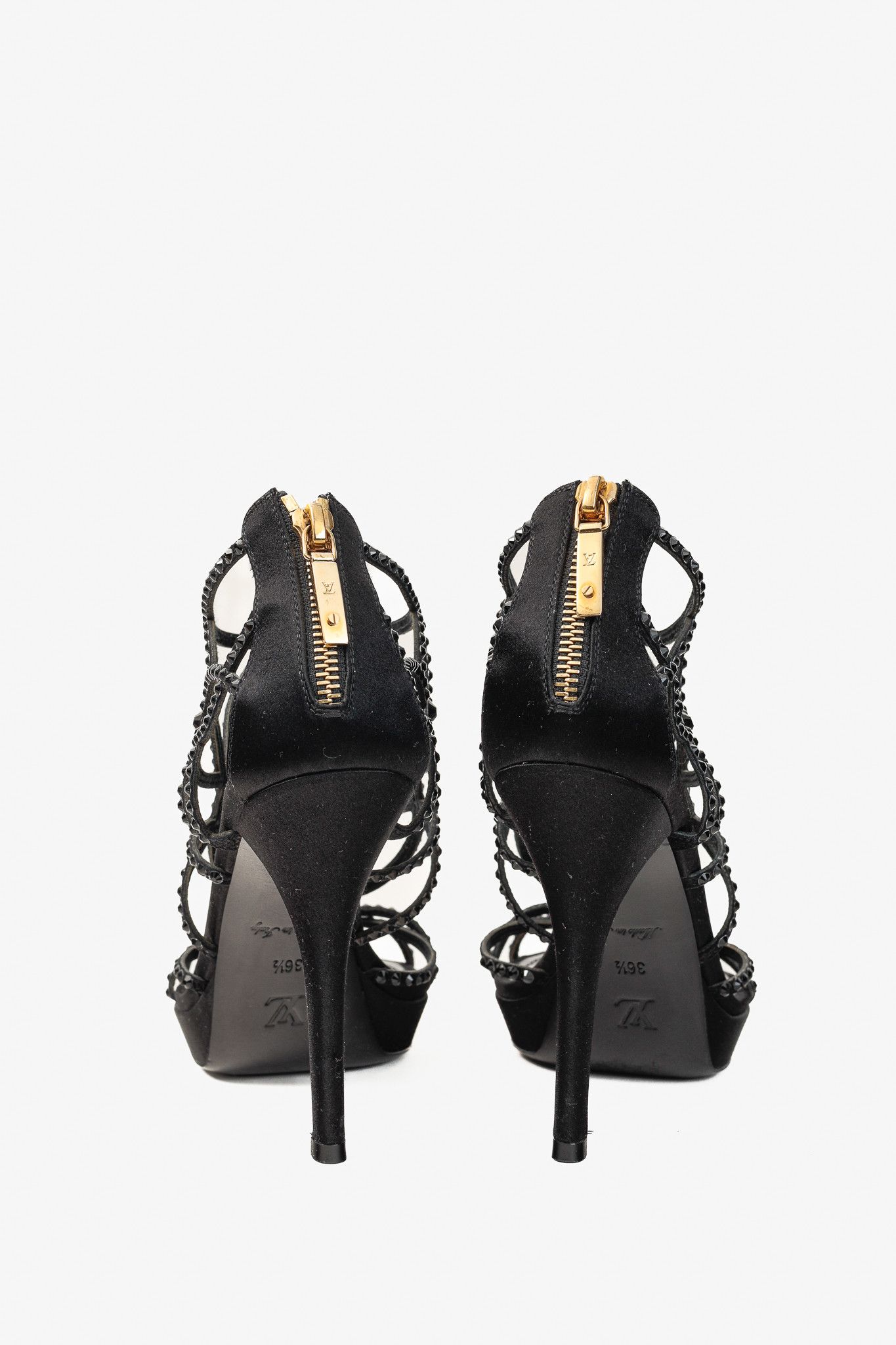 Louis Vuitton Louis Vuitton Tisha Crystal Studded Satin Platform Sandal Size US 6 / IT 36 - 3 Thumbnail